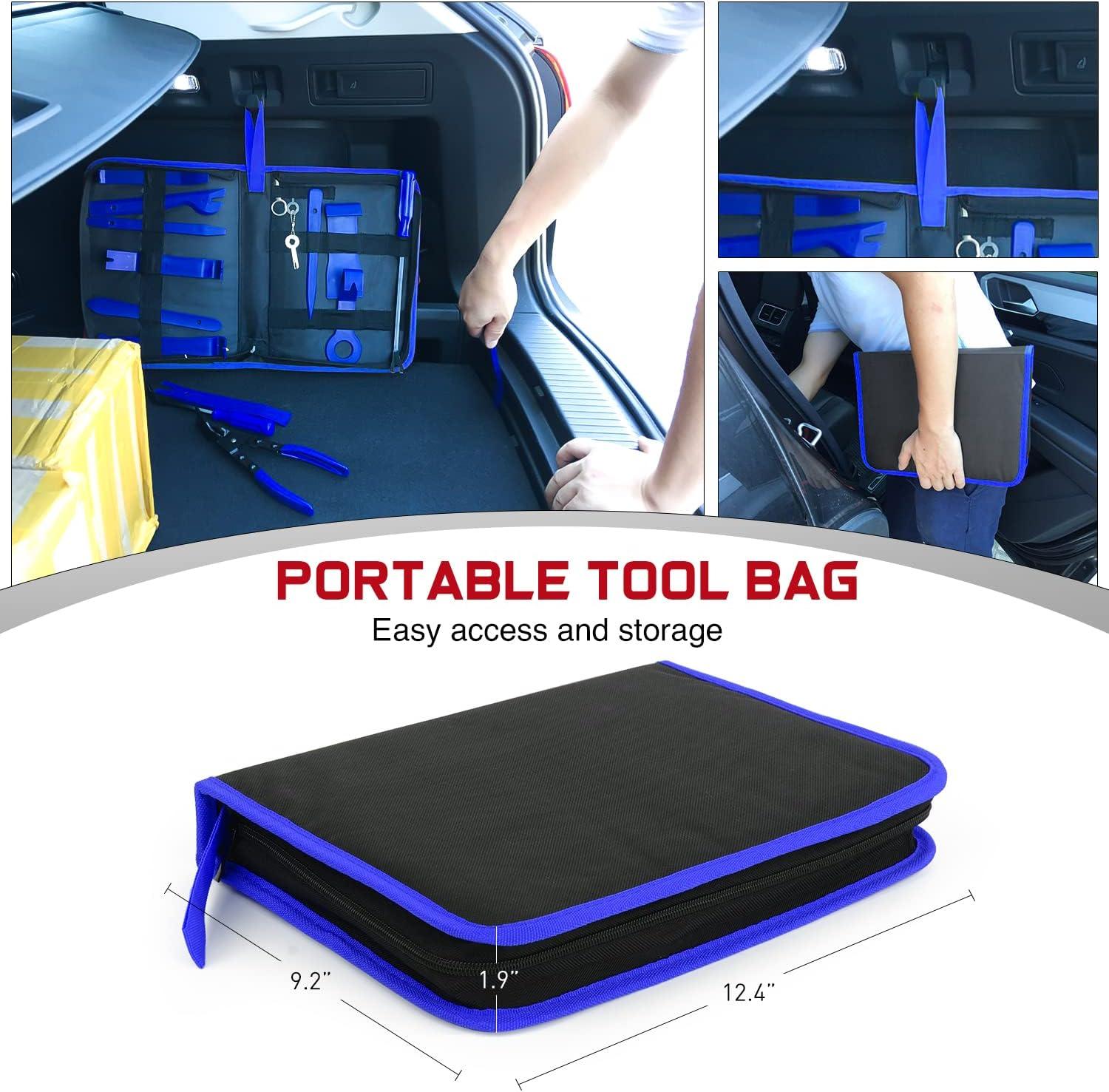 imageNilight 19Pcs Trim Removal Tool Set Panel Fastener Clips Removal Automotive Plastic Upholstery Pliers Removal Install Car Tool with Storage Bag for Trim Panel Audio Clip Pliers YellowBlue