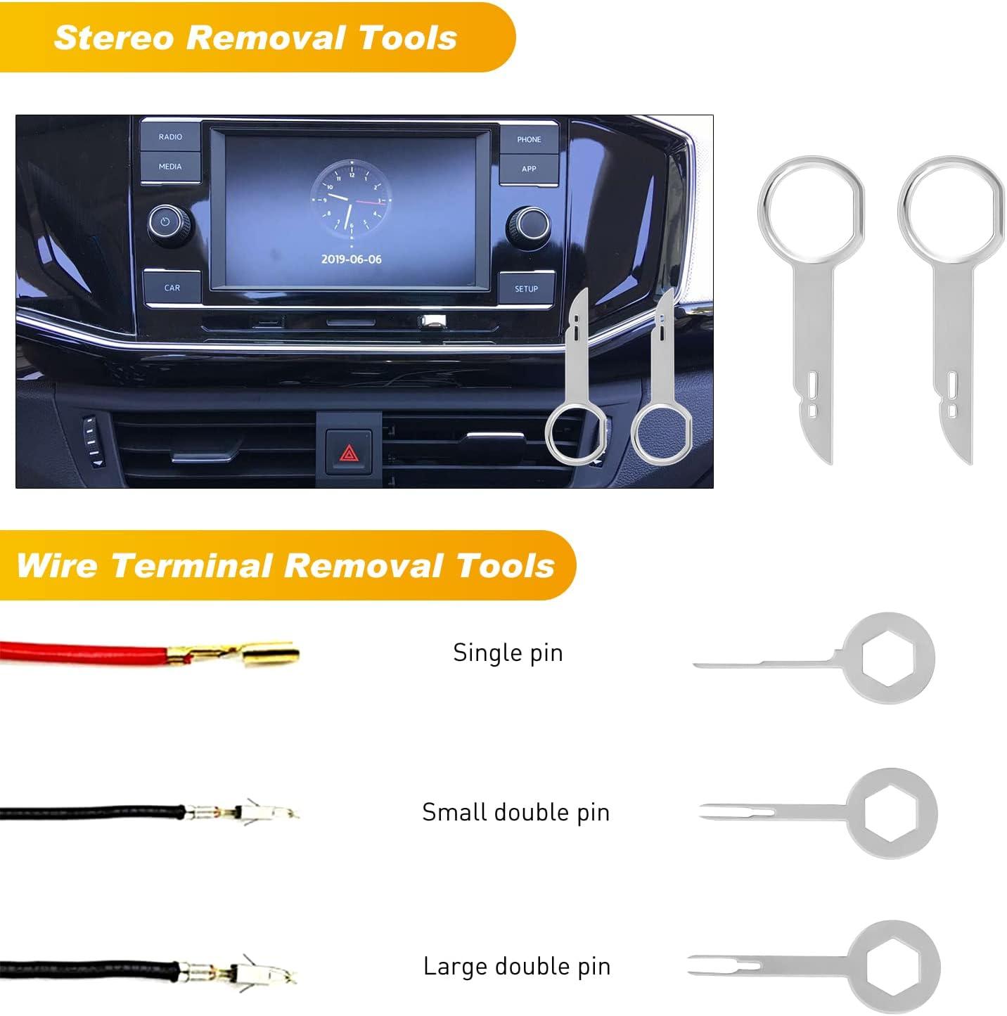 imageNilight 19Pcs Trim Removal Tool Set Panel Fastener Clips Removal Automotive Plastic Upholstery Pliers Removal Install Car Tool with Storage Bag for Trim Panel Audio Clip Pliers YellowRed
