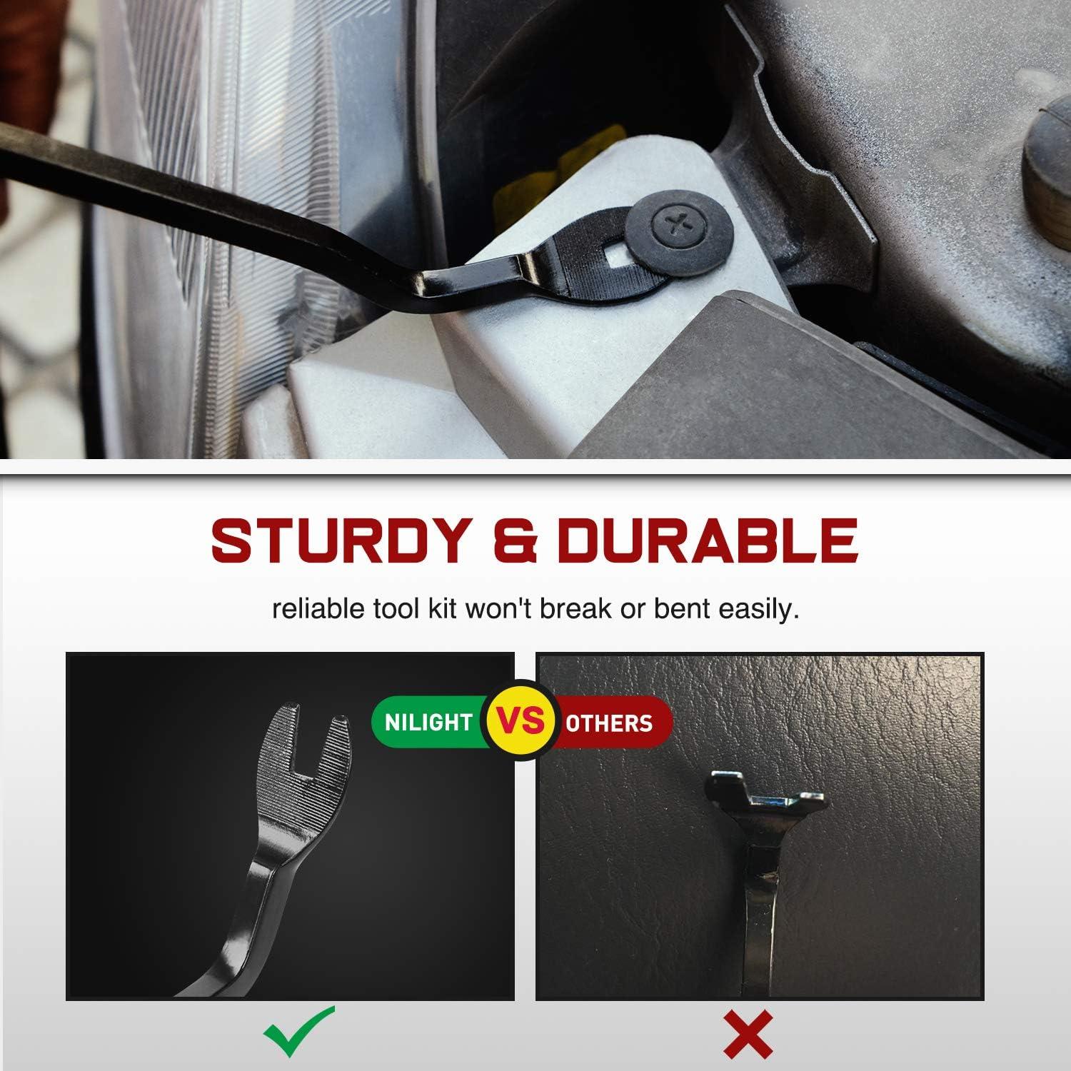 imageNilight 19Pcs Trim Removal Tool Set Panel Fastener Clips Removal Automotive Plastic Upholstery Pliers Removal Install Car Tool with Storage Bag for Trim Panel Audio Clip Pliers YellowBlue