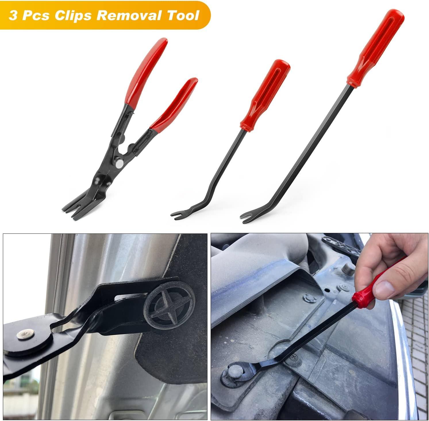 imageNilight 19Pcs Trim Removal Tool Set Panel Fastener Clips Removal Automotive Plastic Upholstery Pliers Removal Install Car Tool with Storage Bag for Trim Panel Audio Clip Pliers YellowRed