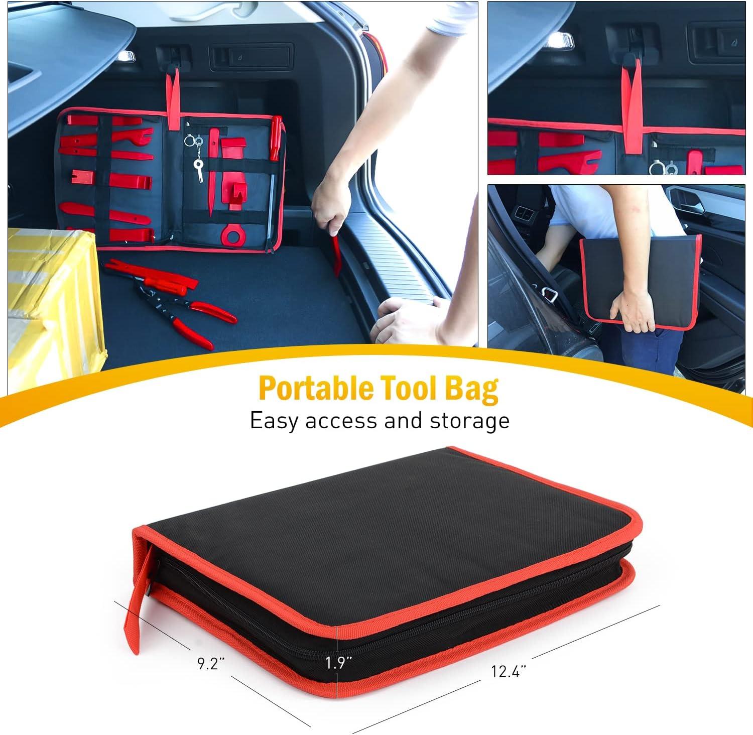 imageNilight 19Pcs Trim Removal Tool Set Panel Fastener Clips Removal Automotive Plastic Upholstery Pliers Removal Install Car Tool with Storage Bag for Trim Panel Audio Clip Pliers YellowRed