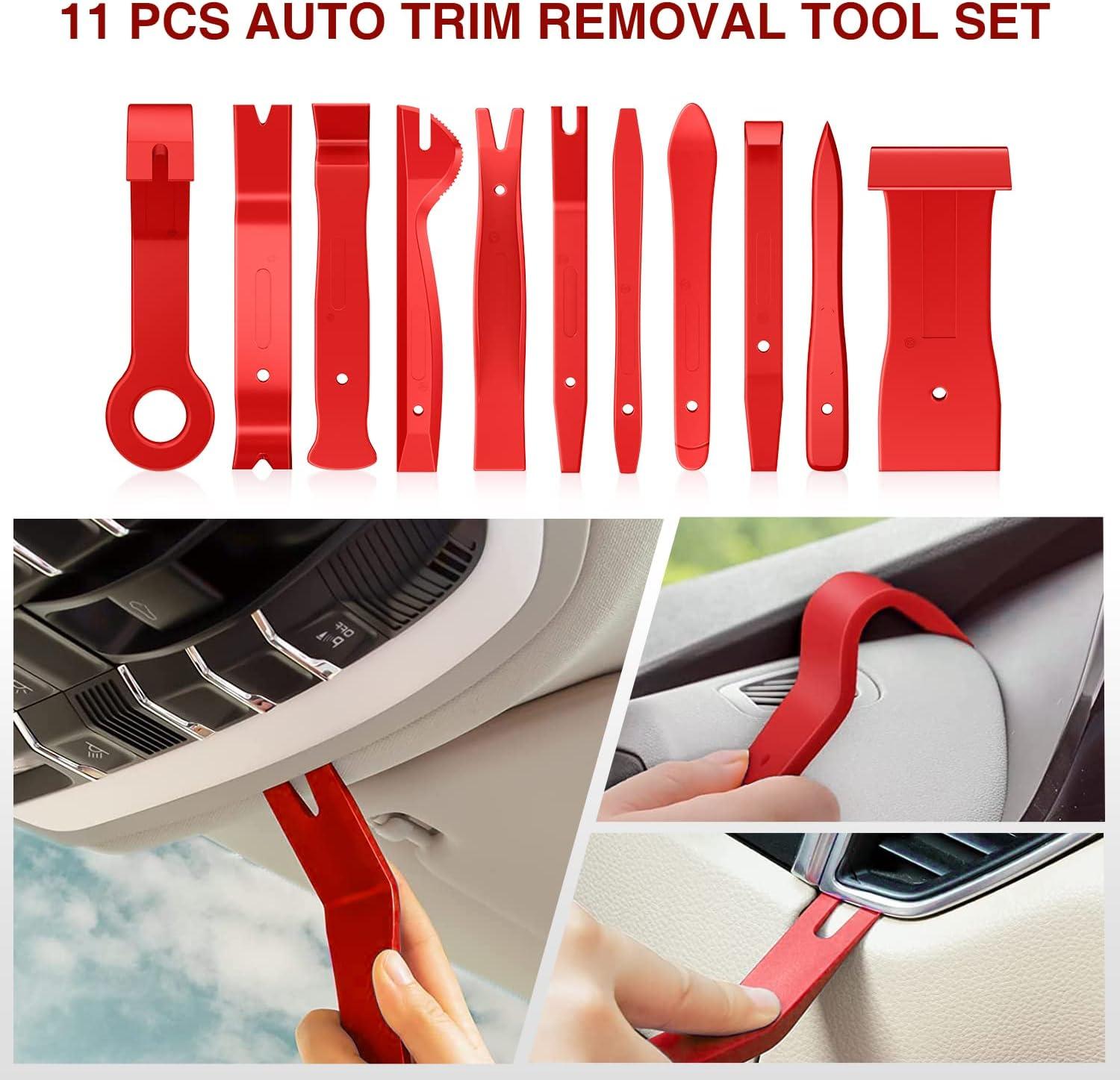 imageNilight 19Pcs Trim Removal Tool Set Panel Fastener Clips Removal Automotive Plastic Upholstery Pliers Removal Install Car Tool with Storage Bag for Trim Panel Audio Clip Pliers YellowRed