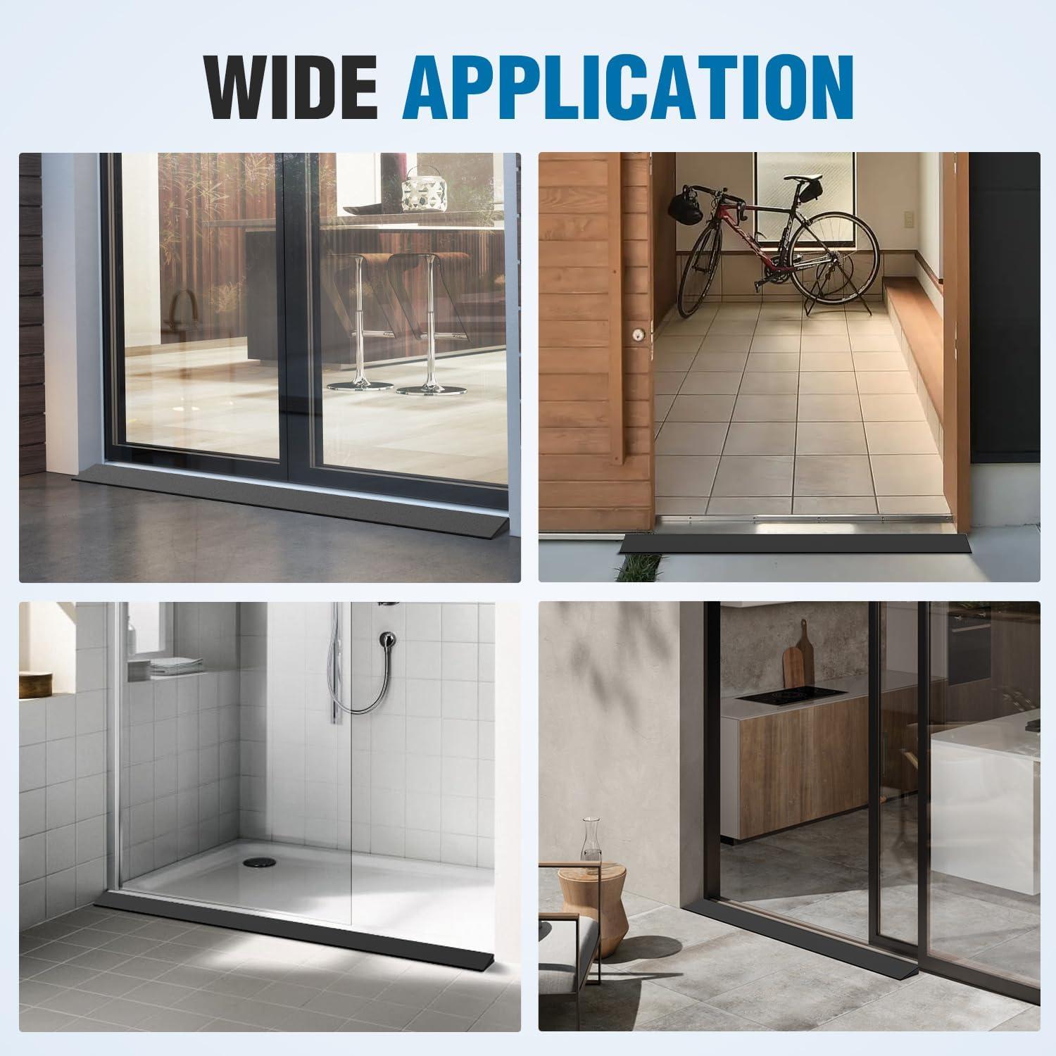 imageNilight 1quot Rise Threshold Ramp for Doorways 394quot Wide Low Profile Cuttable Rubber Wheelchair Access Door Ramp for Doorway Curb Home Steps Bathroom12 Rise