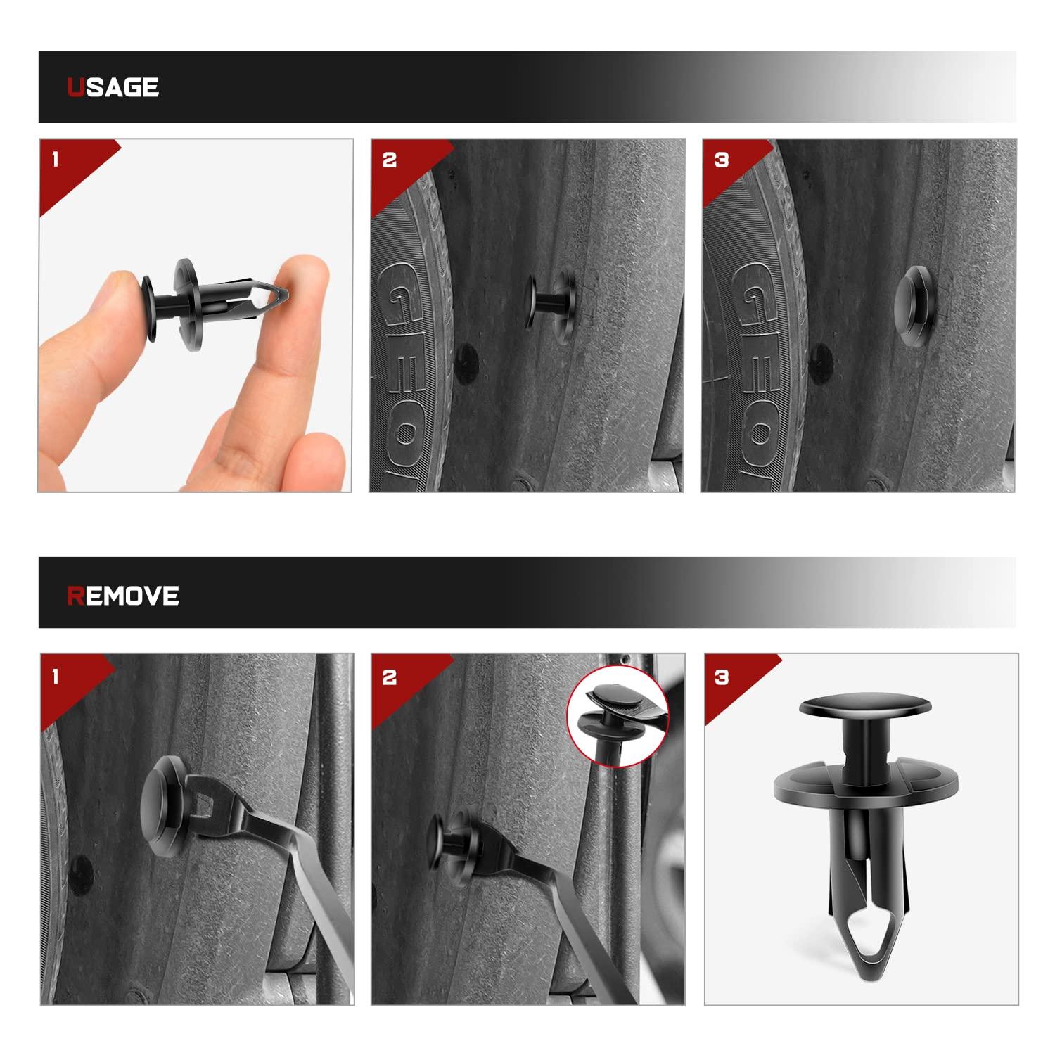 imageNilight 200PCS Car Retainer Clips 6mm 7mm 8mm 9mm 10mm Expansion Screws Replacement Kit Bumper Push Rivet Clips for GM Ford Toyota Honda Chrysler Nissan40 Clips 9mm