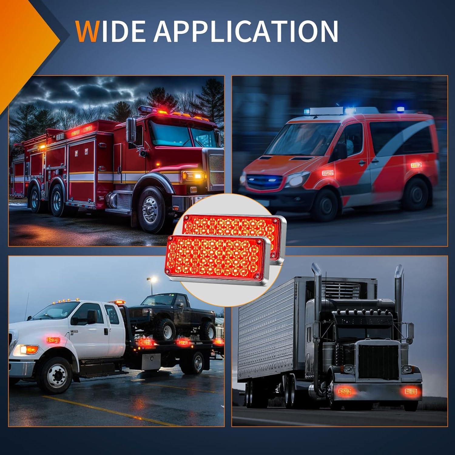 imageNilight 2PCS 42LED Red Wireless Magnetic Strobe Lights Portable Warning Hazard Light Surface Mount Waterproof 5 Patterns for 12V 24V Cars Trucks Van Off Road Vehicles ATV