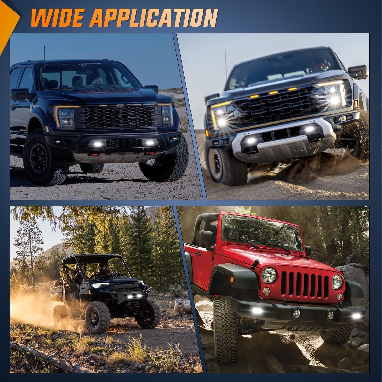 imageNilight 2Pcs 40W Flush Mount LED Pods Flood LED Work Light Bar Off Road Backup Driving Lights Fog Lamp for Jeep Bumper ATV UTV SUV Truck Boat4 Inch 20W White Light