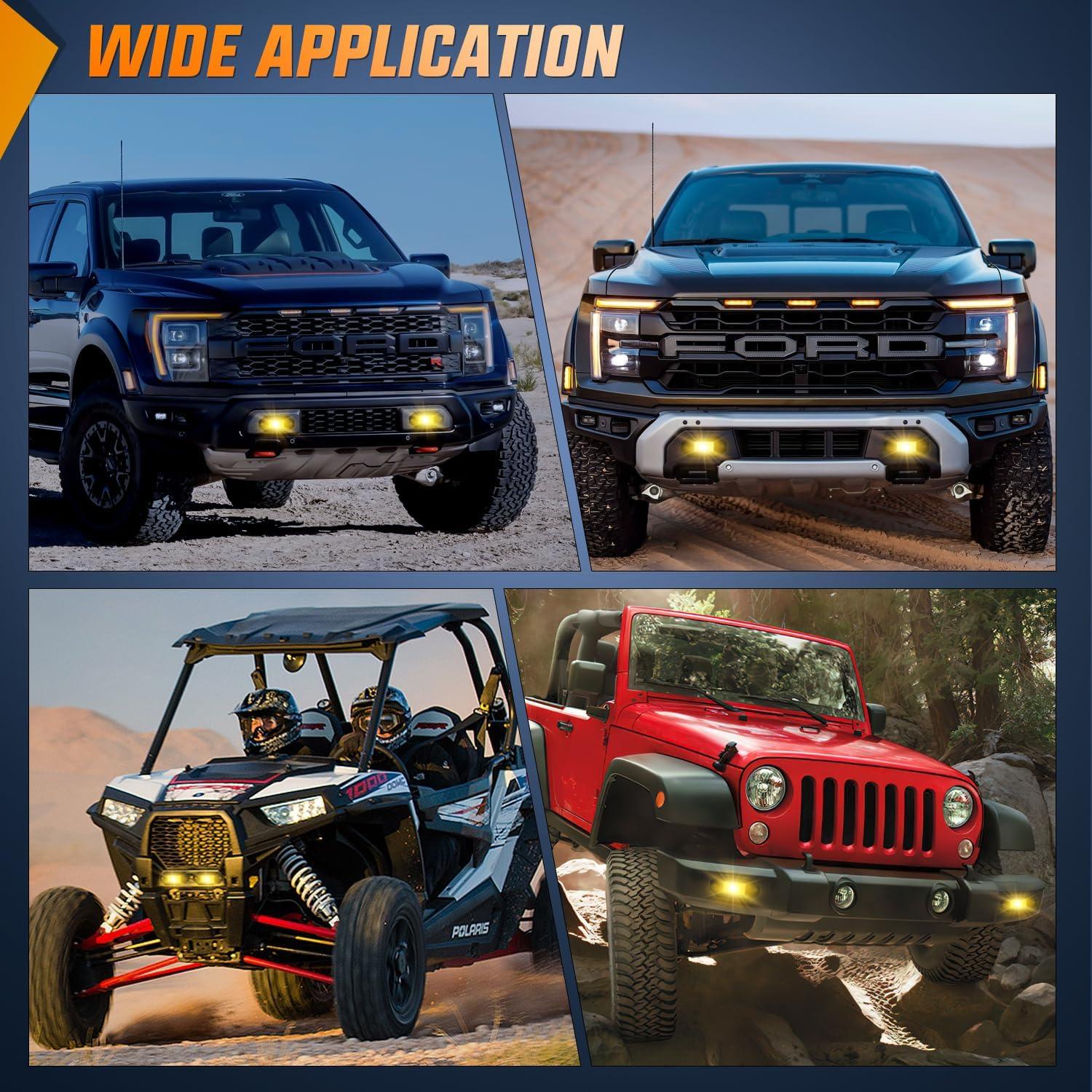 imageNilight 2Pcs 40W Flush Mount LED Pods Flood LED Work Light Bar Off Road Backup Driving Lights Fog Lamp for Jeep Bumper ATV UTV SUV Truck Boat4 Inch 20W Amber Light