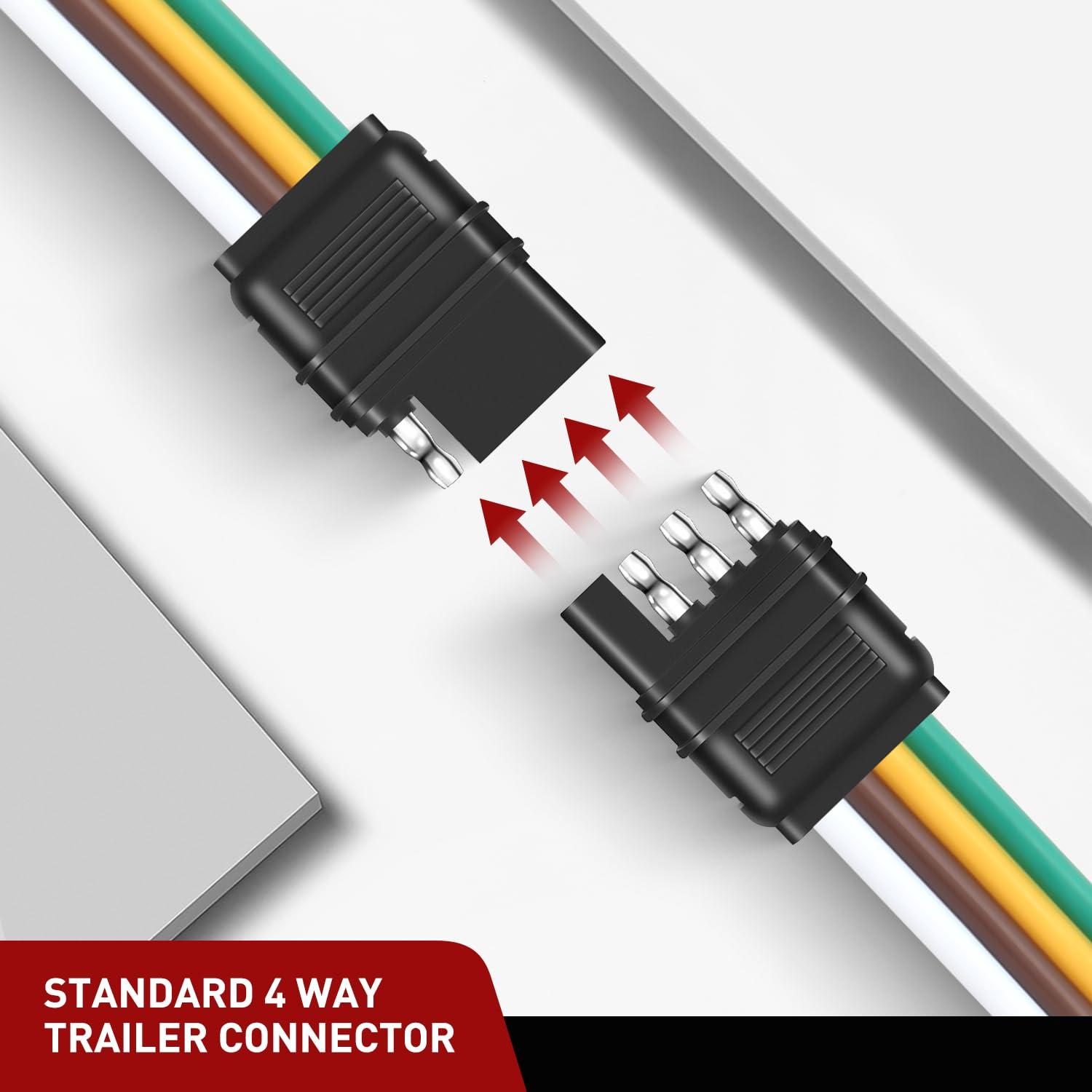 imageNilight 4 Way Flat Trailer YSplitter Plug and Play Adapter Extension Harness for LED Tailgate Light Bar Trailer Lights2 Years WarrantyMale End 4Pin Wiring Harness 25inch