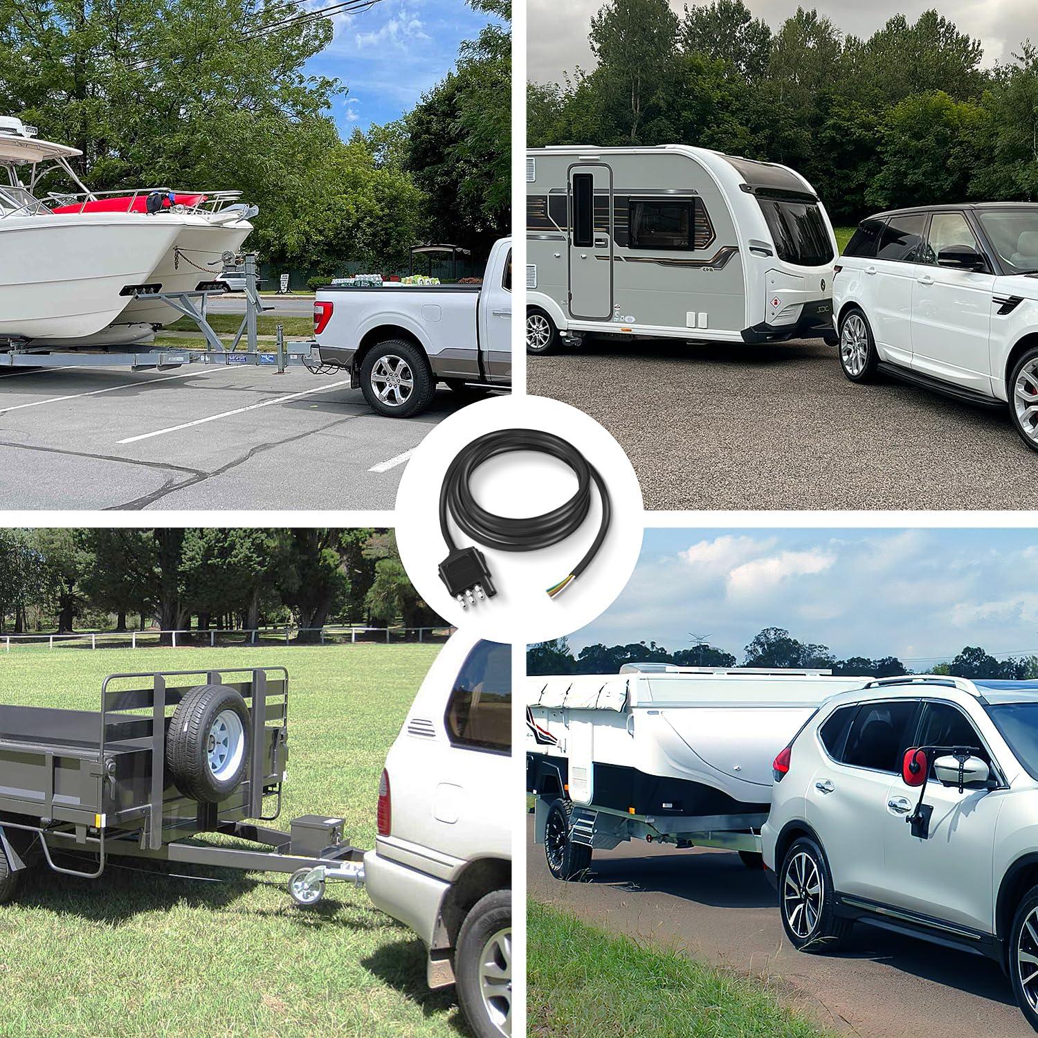 imageNilight 4 Way Flat Trailer YSplitter Plug and Play Adapter Extension Harness for LED Tailgate Light Bar Trailer Lights2 Years WarrantyMale End Jacket Wiring Harness 5FT