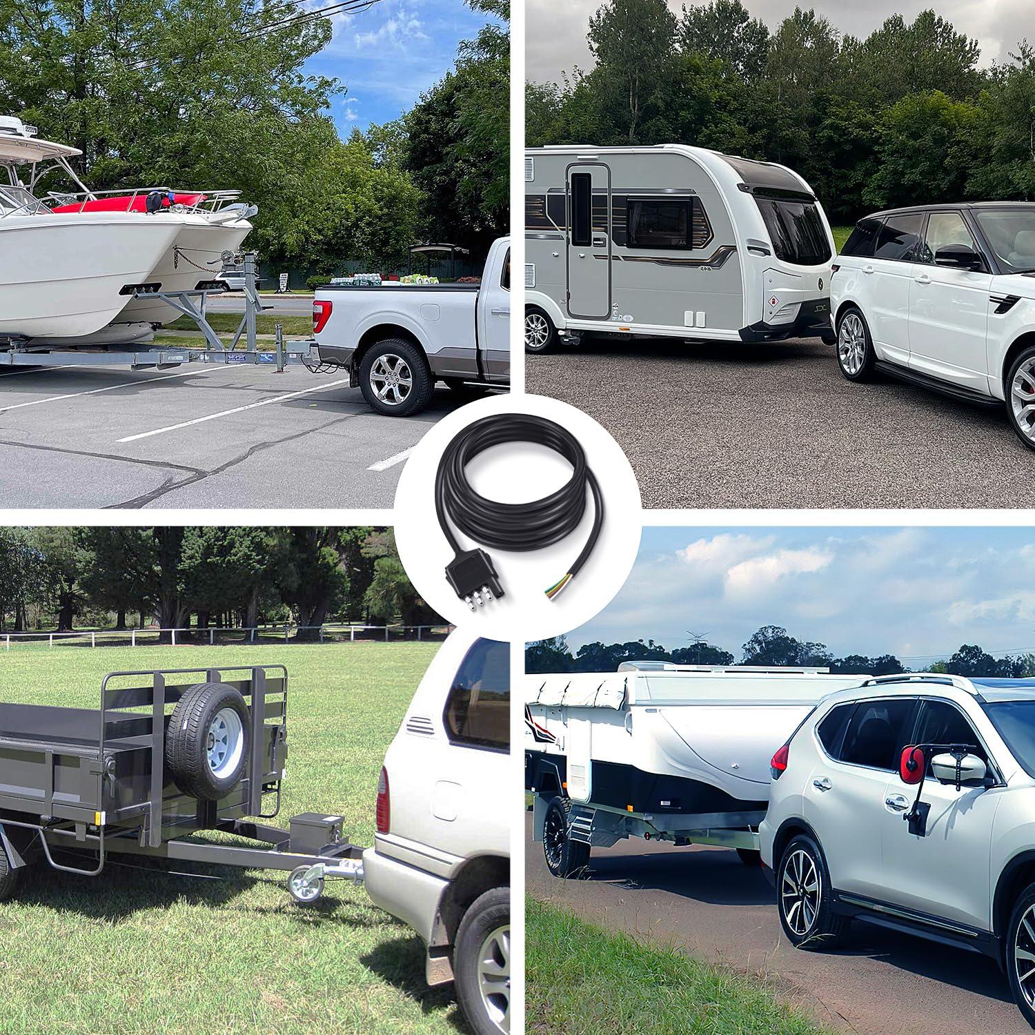 imageNilight 4 Way Flat Trailer YSplitter Plug and Play Adapter Extension Harness for LED Tailgate Light Bar Trailer Lights2 Years WarrantyMale End Jacket Wiring Harness 10FT