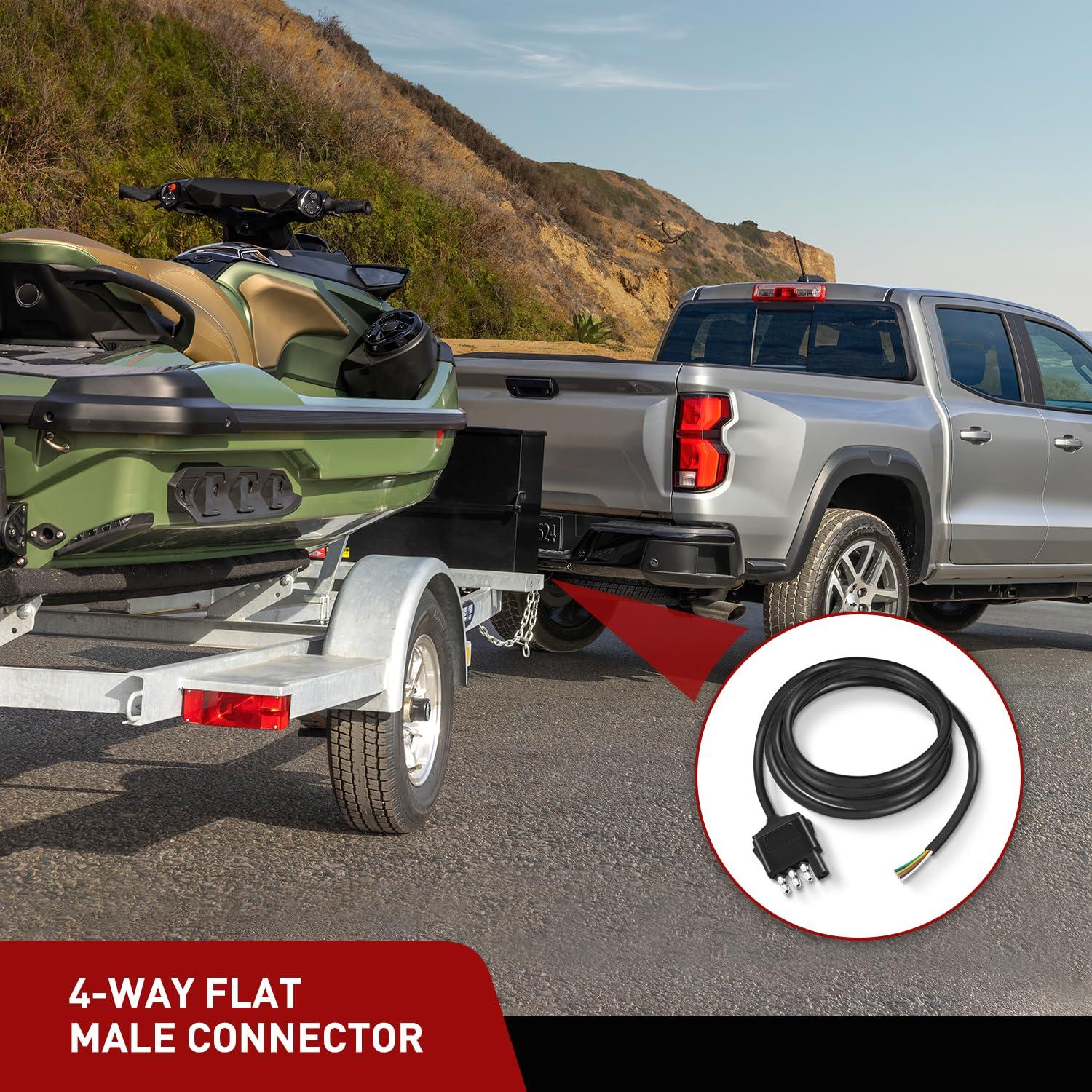 imageNilight 4 Way Flat Trailer YSplitter Plug and Play Adapter Extension Harness for LED Tailgate Light Bar Trailer Lights2 Years WarrantyMale End Jacket Wiring Harness 5FT