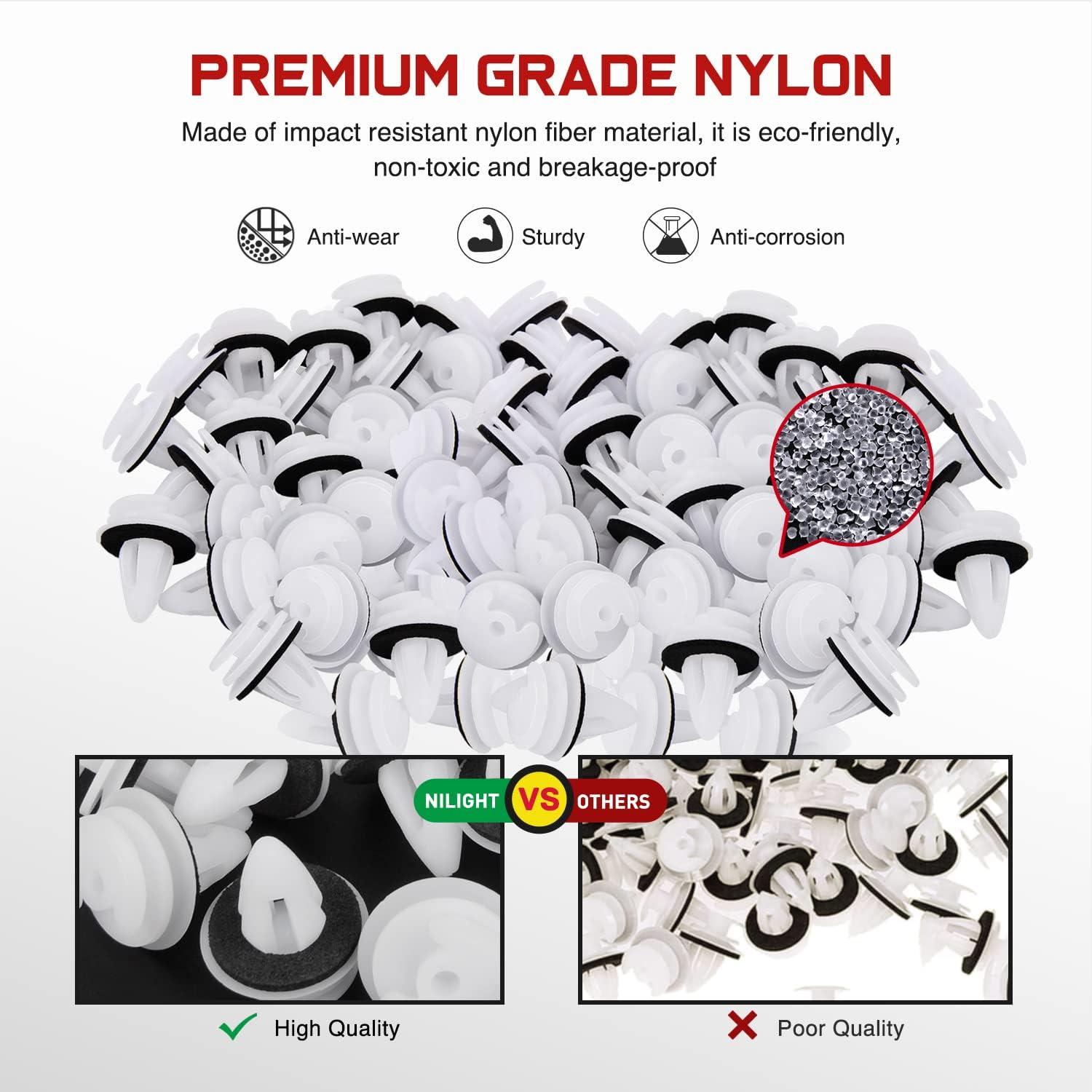 imageNilight 425 Pcs Car Retainer Clips Fastener Remover Tailgate Handle Rod Clip 19 Most Popular Sizes Auto Push Pin Rivets Set Compatible with GM Ford Toyota Honda Chrysler2 Years Warranty50 Clips 9mm