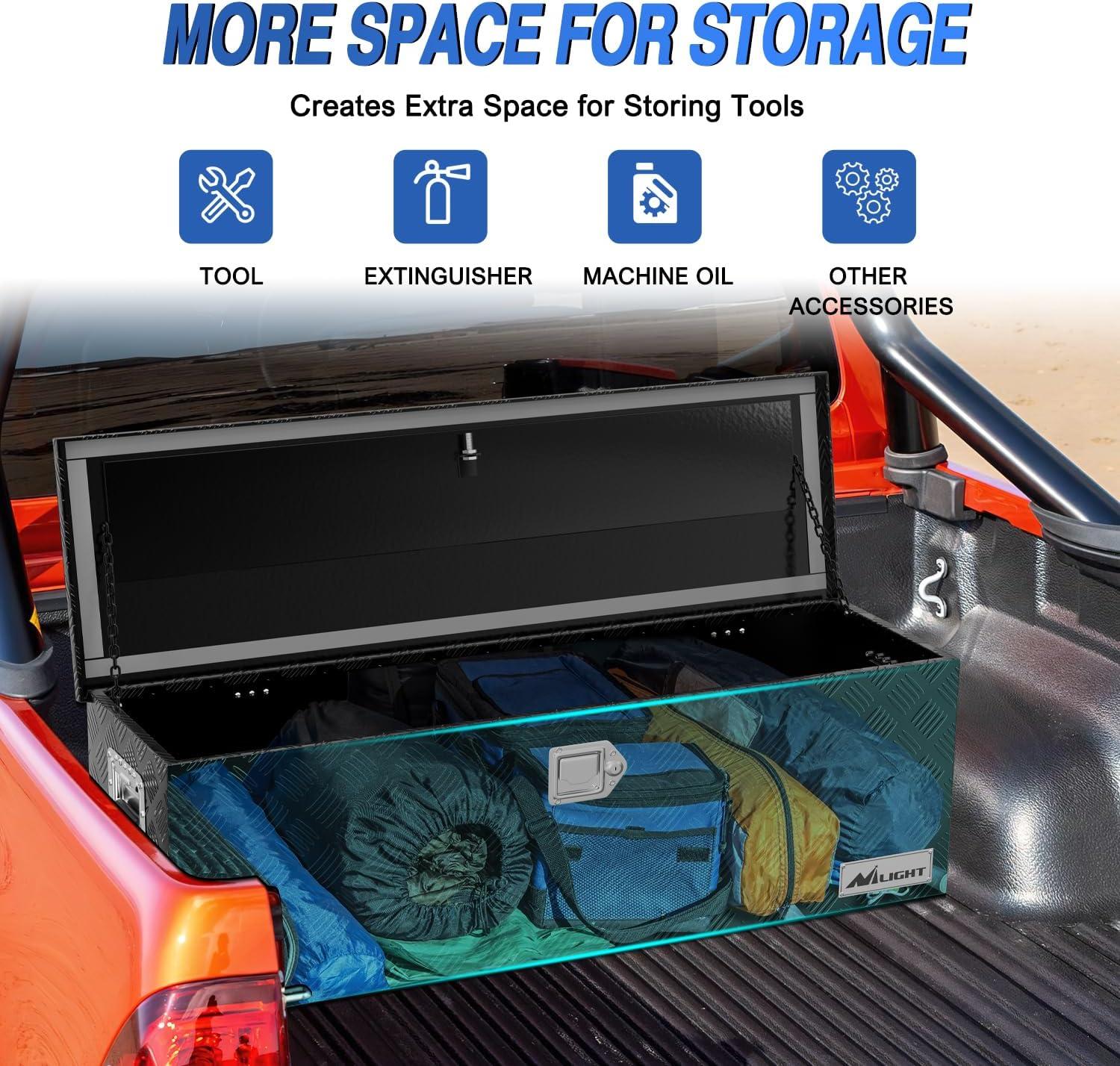 imageNilight 44 Inch Truck Tool Box Heavy Duty Aluminum Stripes Plated Pick Up Truck Bed Toolboxes 44quotx15quotx15quot Waterproof Storage Organizer for Bed of Truck RV Trailer with Side Handle Lock Keys Black44x15x15