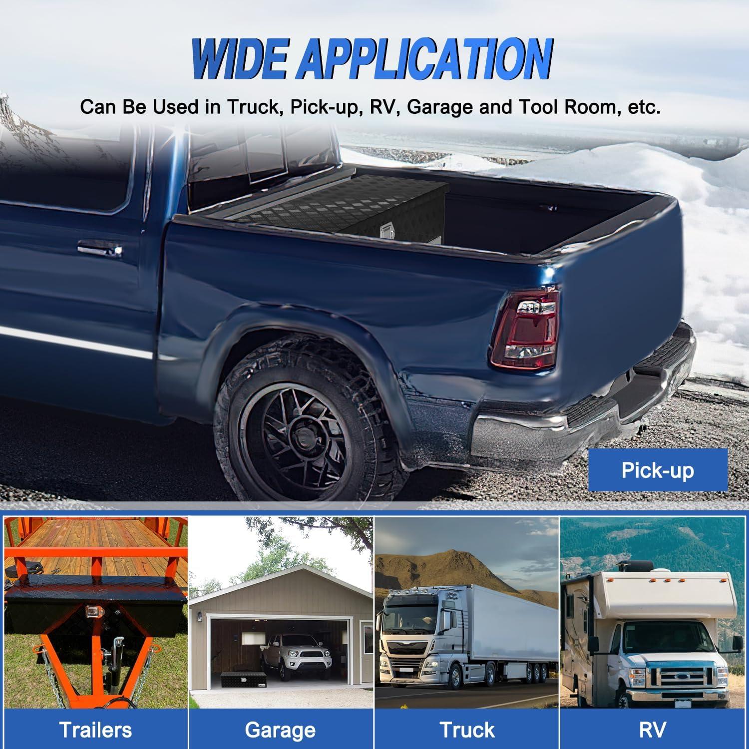 imageNilight 44 Inch Truck Tool Box Heavy Duty Aluminum Stripes Plated Pick Up Truck Bed Toolboxes 44quotx15quotx15quot Waterproof Storage Organizer for Bed of Truck RV Trailer with Side Handle Lock Keys Black44x15x15