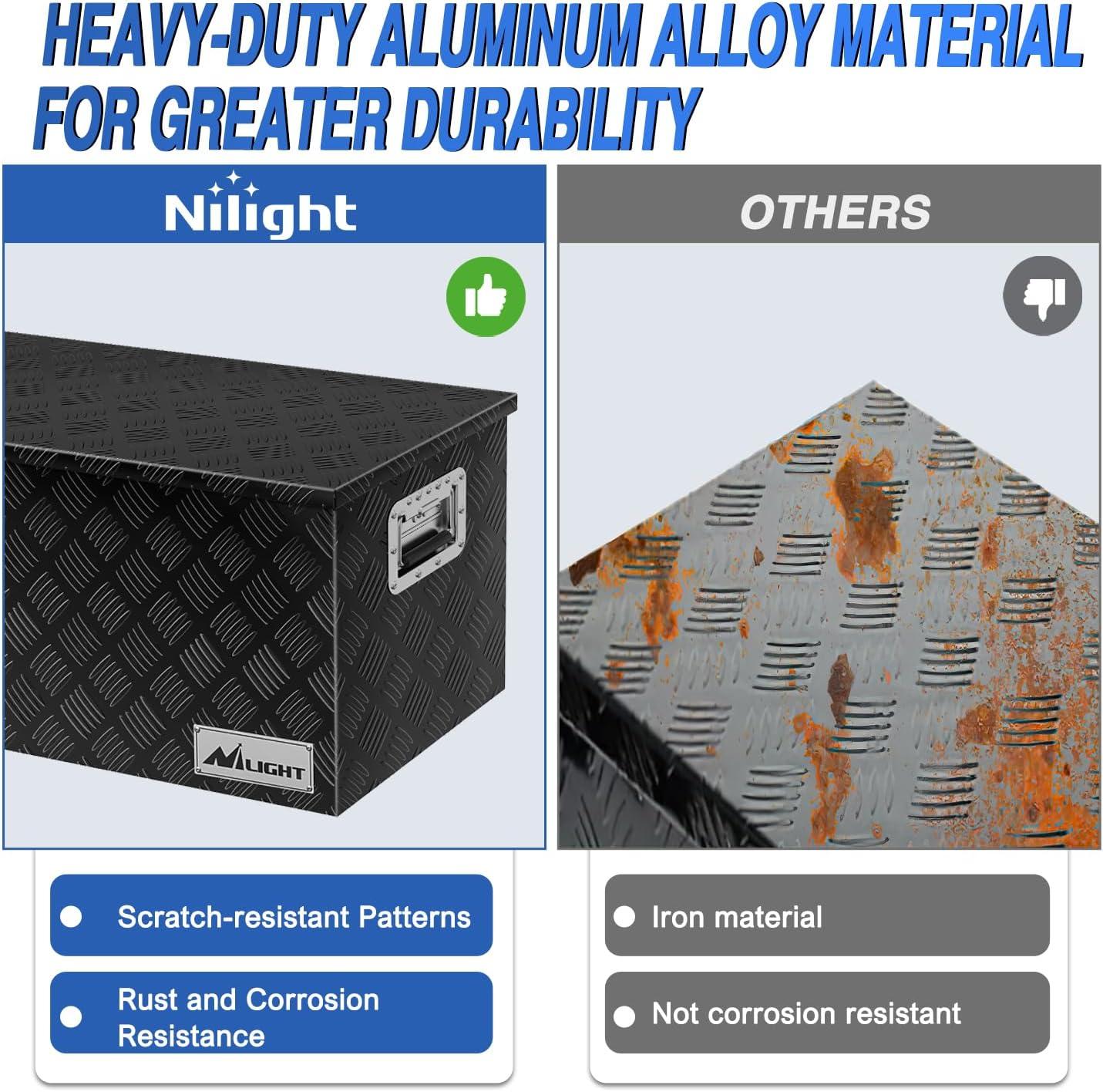 imageNilight 44 Inch Truck Tool Box Heavy Duty Aluminum Stripes Plated Pick Up Truck Bed Toolboxes 44quotx15quotx15quot Waterproof Storage Organizer for Bed of Truck RV Trailer with Side Handle Lock Keys Black44x15x15