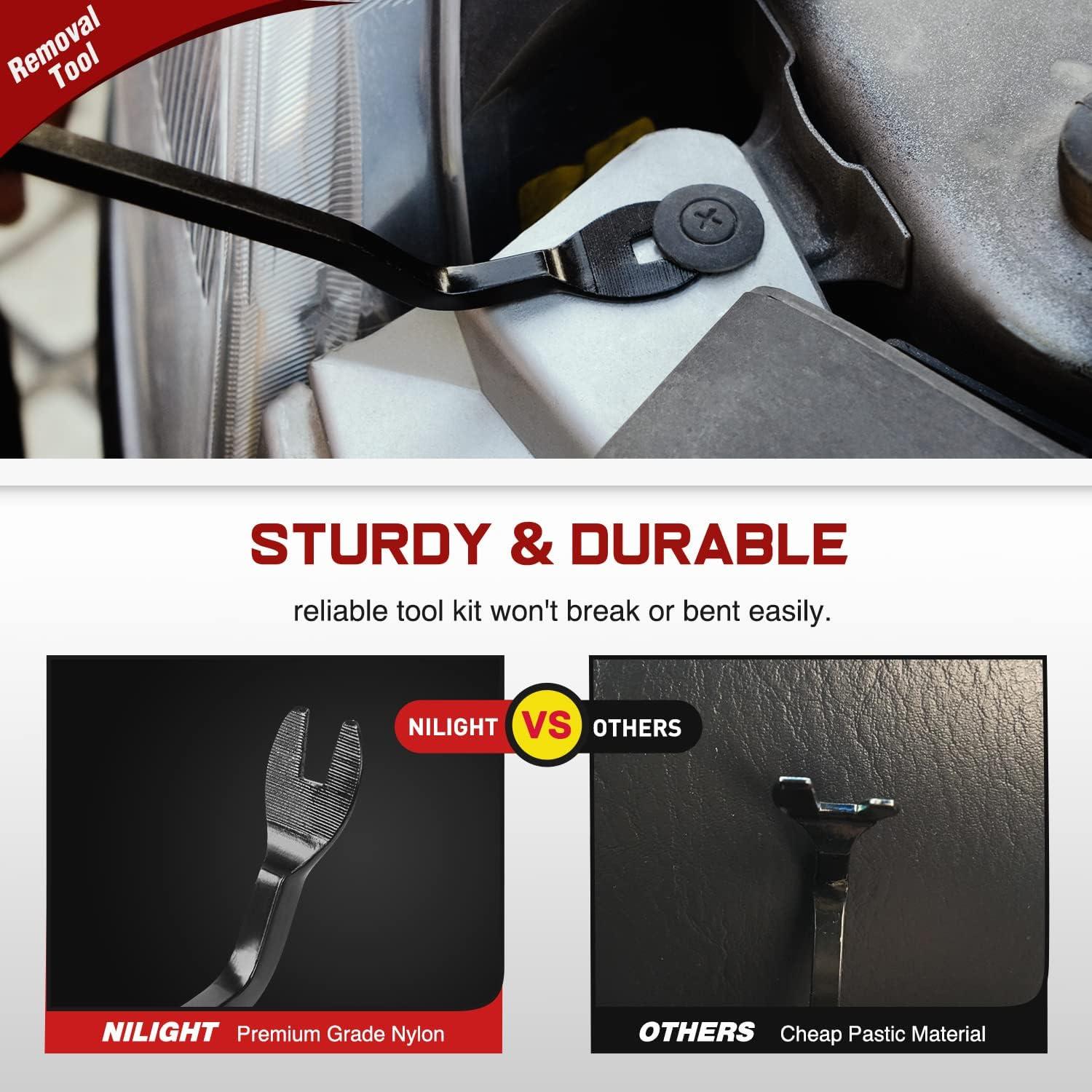 imageNilight 700Pcs Car Push Retainer Clips ampamp Auto Fasteners Assortment 30 Most Popular Sizes Nylon Bumper Fender Rivets with 10 Cable Ties and Remover for Toyota GM Ford Toyota Honda Chryslerblack