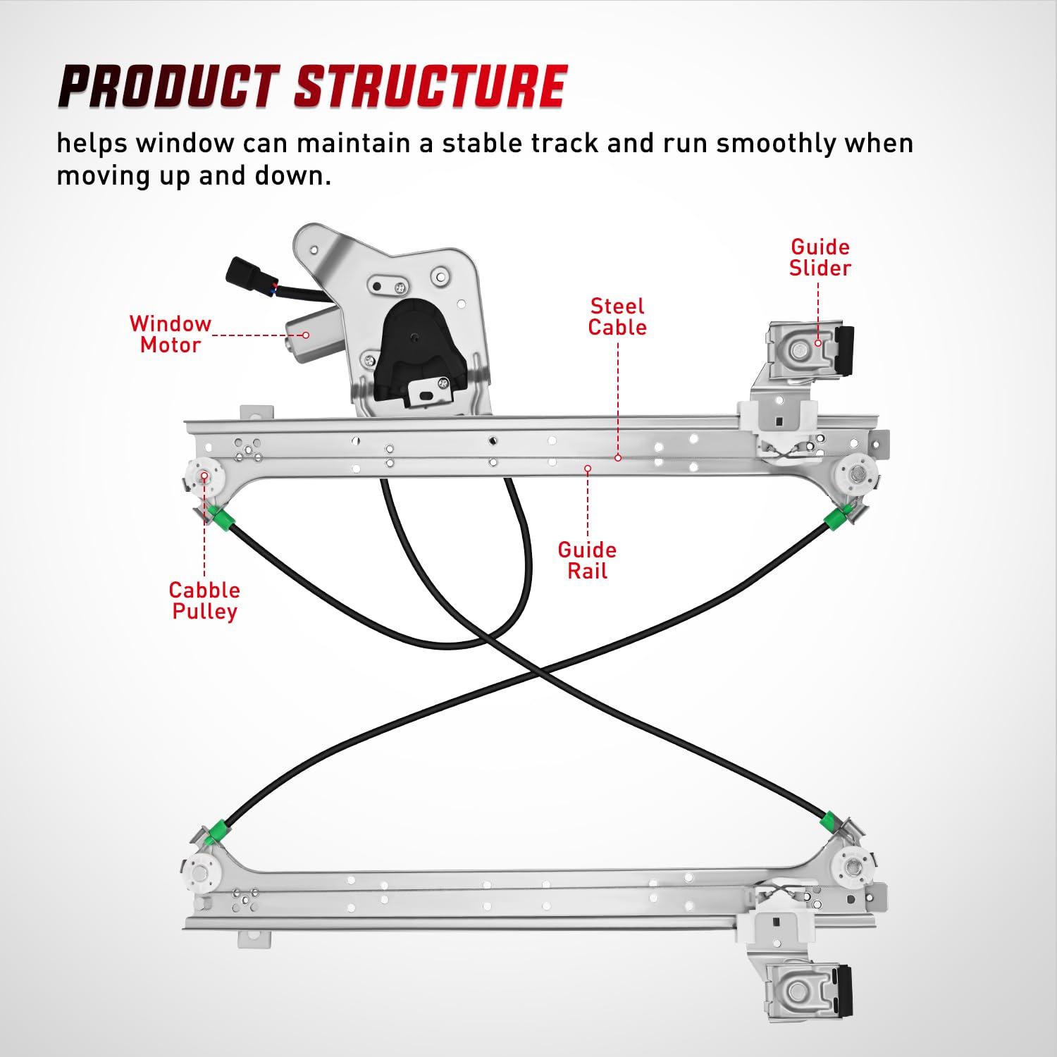 imageNilight 741578 Window Regulator and Motor Rear Driver SideCompatible with Cadillac EscaladeChevy AvalancheSilveradoGMC Sierra Yukon 1500 2500 3500 2000 2001 2002 2003 2004 2005 2006 2007Rear Driver