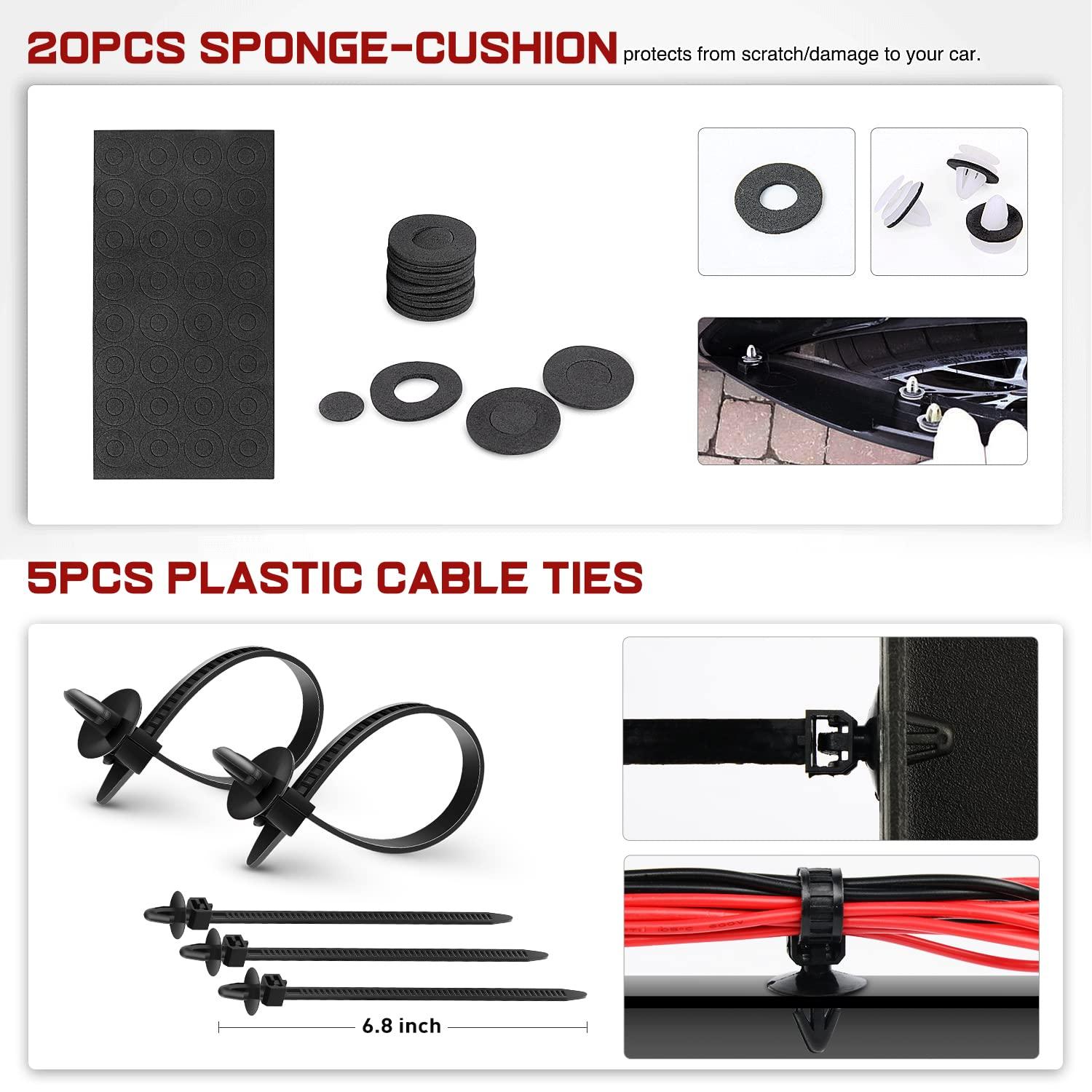 imageNilight 845Pcs Car Push Retainer Clips Auto Fasteners Assortment 24 Most Popular Sizes Nylon Bumper Fender Rivets with 10 Cable Ties and Fasteners Remover for GM Ford Lexus Honda Chrysler Mazda380pcs Clips Remover