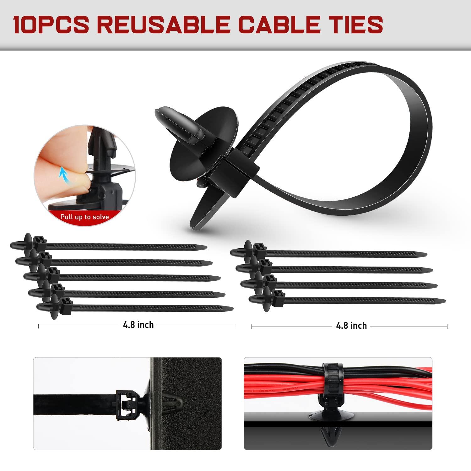 imageNilight 845Pcs Car Push Retainer Clips Auto Fasteners Assortment 24 Most Popular Sizes Nylon Bumper Fender Rivets with 10 Cable Ties and Fasteners Remover for GM Ford Lexus Honda Chrysler Mazda60Pcs Wire Loom Routing Clip