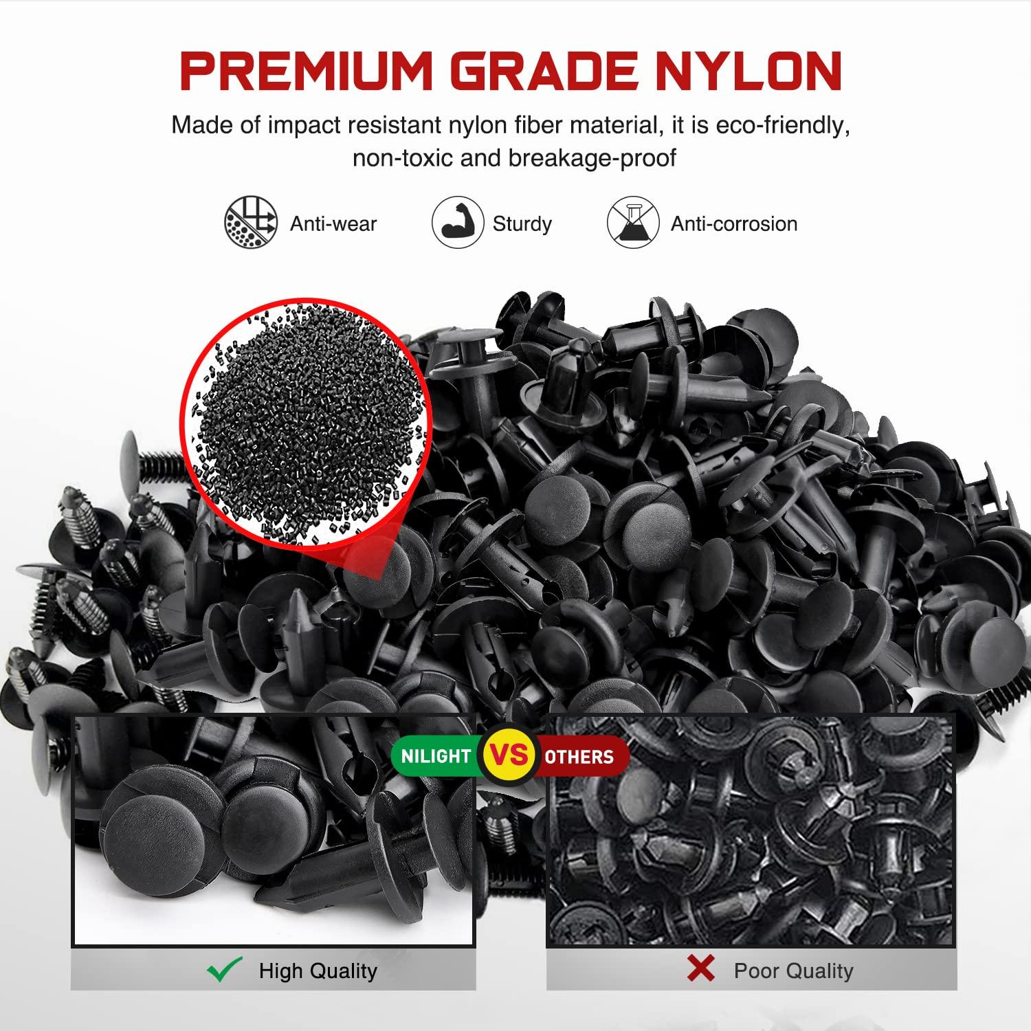 imageNilight 845Pcs Car Push Retainer Clips Auto Fasteners Assortment 24 Most Popular Sizes Nylon Bumper Fender Rivets with 10 Cable Ties and Fasteners Remover for GM Ford Lexus Honda Chrysler Mazda100Pcs Clips