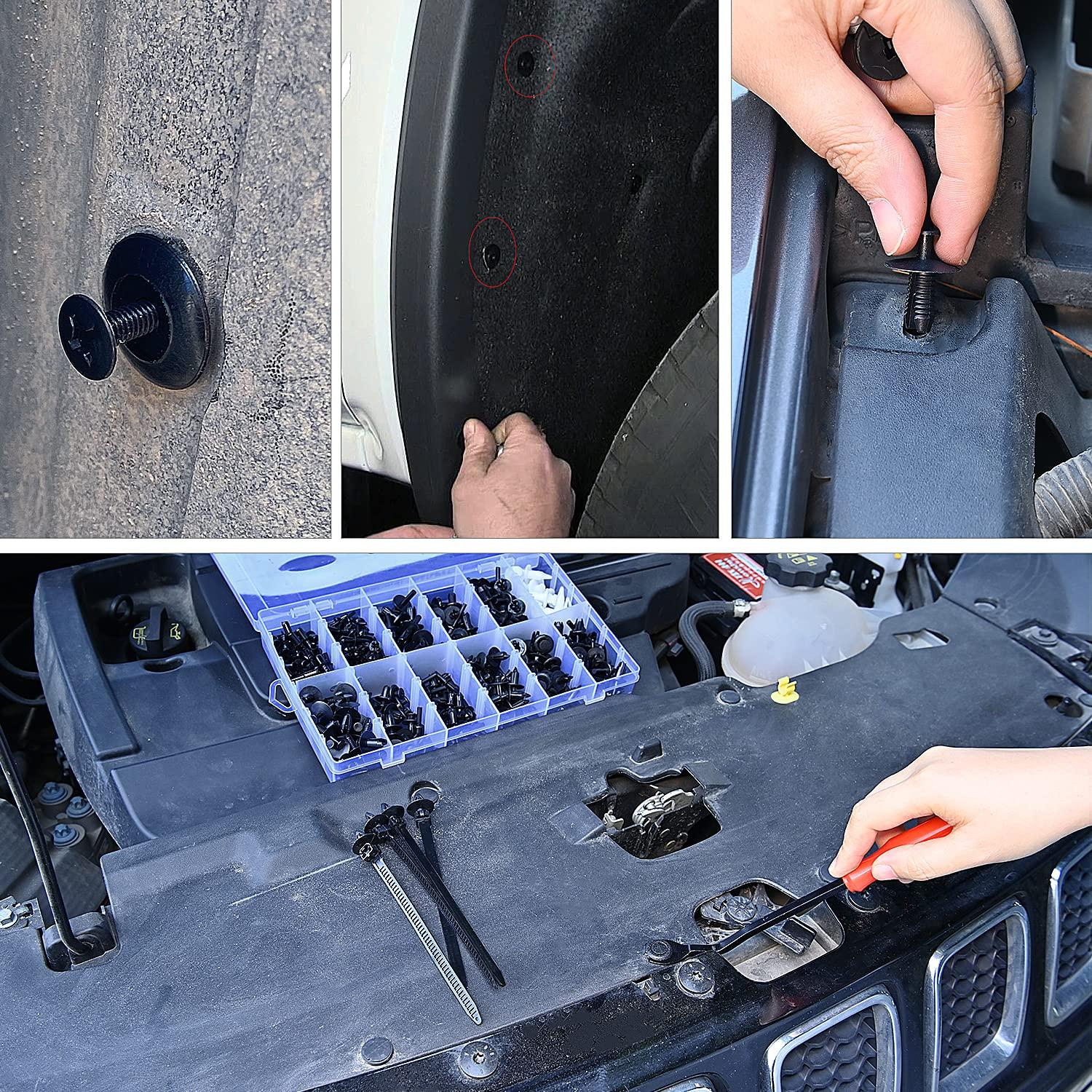 imageNilight 845Pcs Car Push Retainer Clips Auto Fasteners Assortment 24 Most Popular Sizes Nylon Bumper Fender Rivets with 10 Cable Ties and Fasteners Remover for GM Ford Lexus Honda Chrysler Mazda380pcs Clips Remover