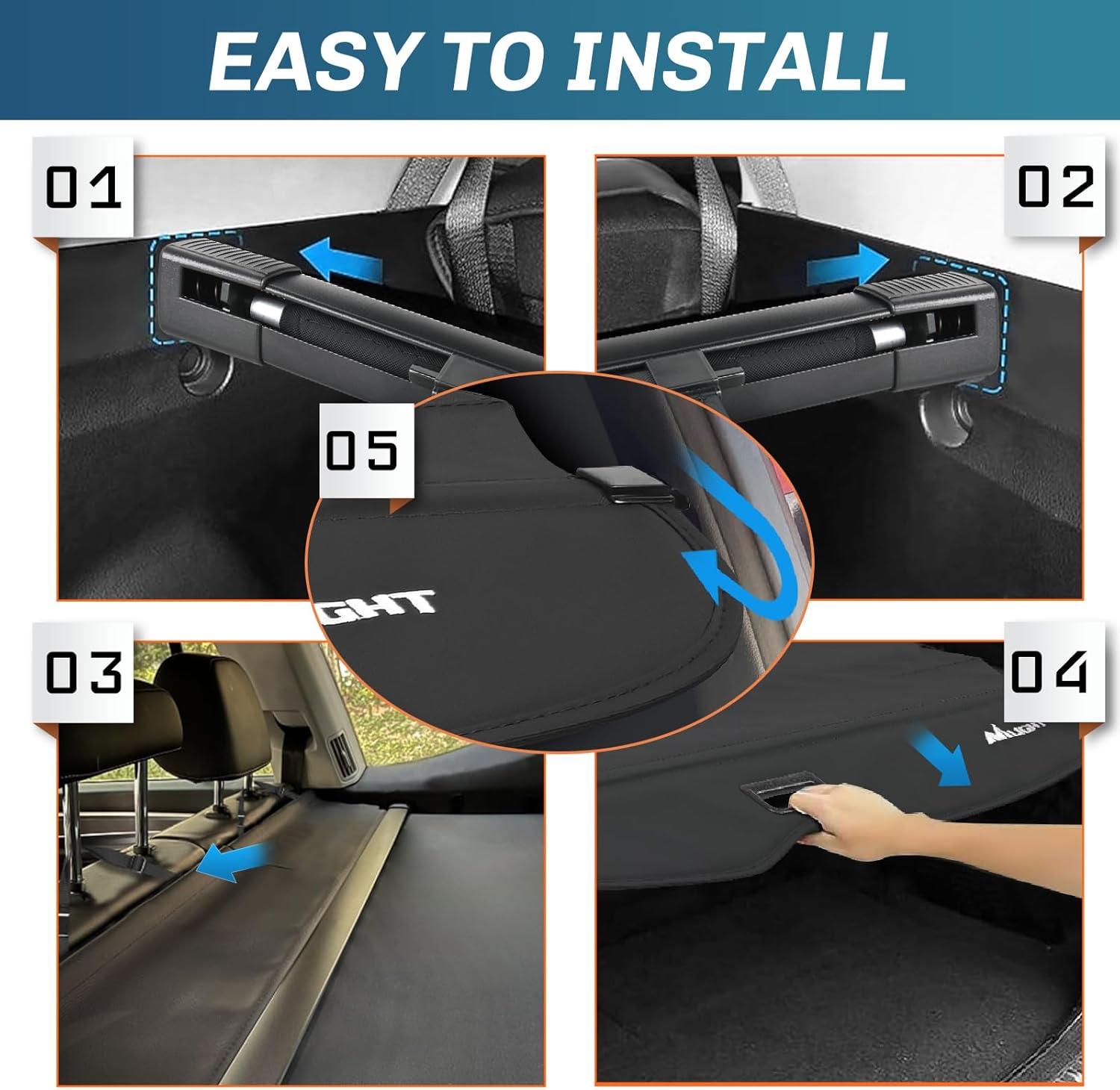 imageNilight Cargo Cover Fit for Toyota Highlander 2020 2021 2022 2023 2024 2025 Retractable Privacy Security Shield Shade Rear Trunk Cover with Trunk Storage Net