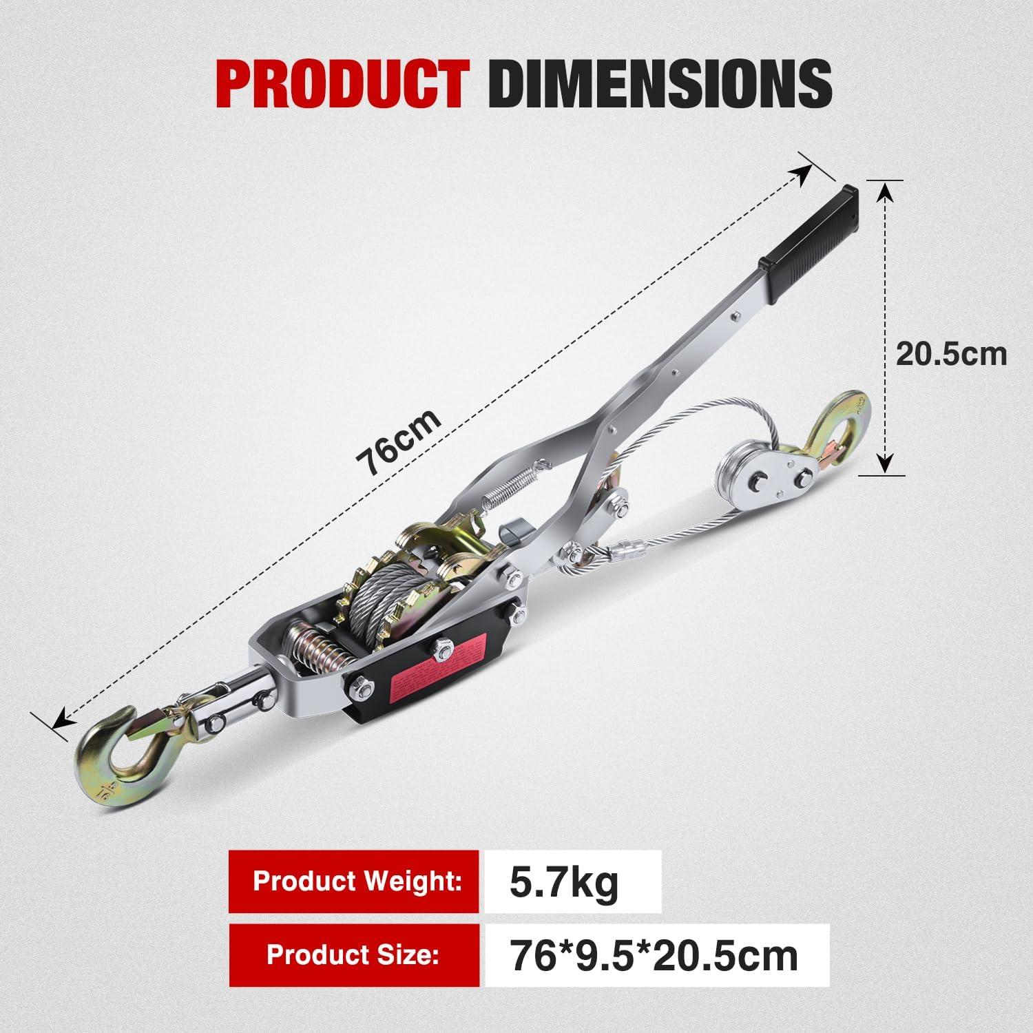 imageNilight Come Along Winch 5 Ton 10000 Lbs Heavy Duty Come Along Cable Puller Hand Winch Tool with 10 Ft Rope Double Gear 3 Hook for Lifting Pulling Road Vehicle Recovery Automotive Hoist Winch Puller