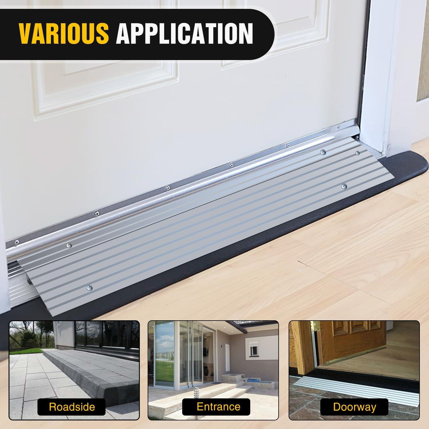 imageNilight Door Threshold Ramp 3quot Rise Portable Aluminum Wheelchair Door Entry Ramps for Doorways Stairs Home Steps1 Rise