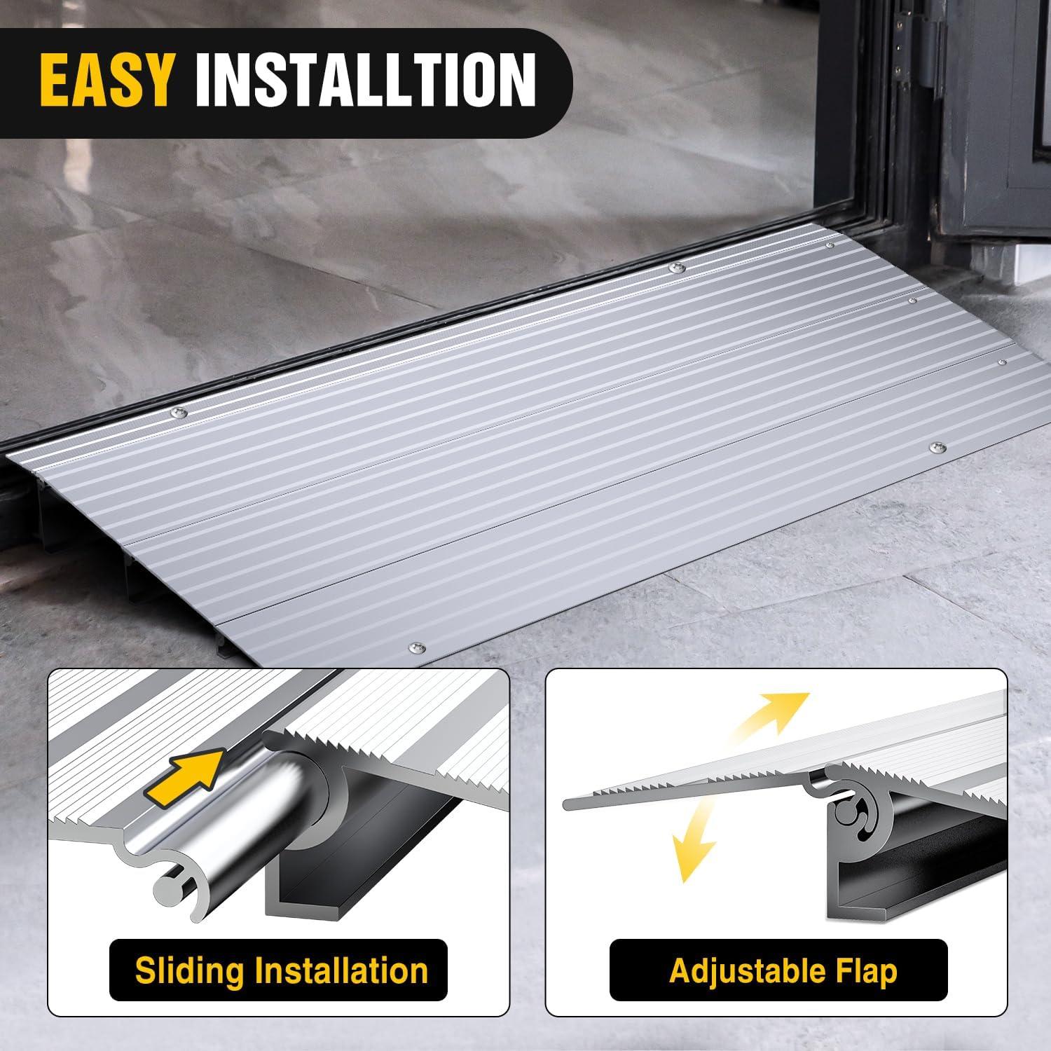 imageNilight Door Threshold Ramp 3quot Rise Portable Aluminum Wheelchair Door Entry Ramps for Doorways Stairs Home Steps3 Rise