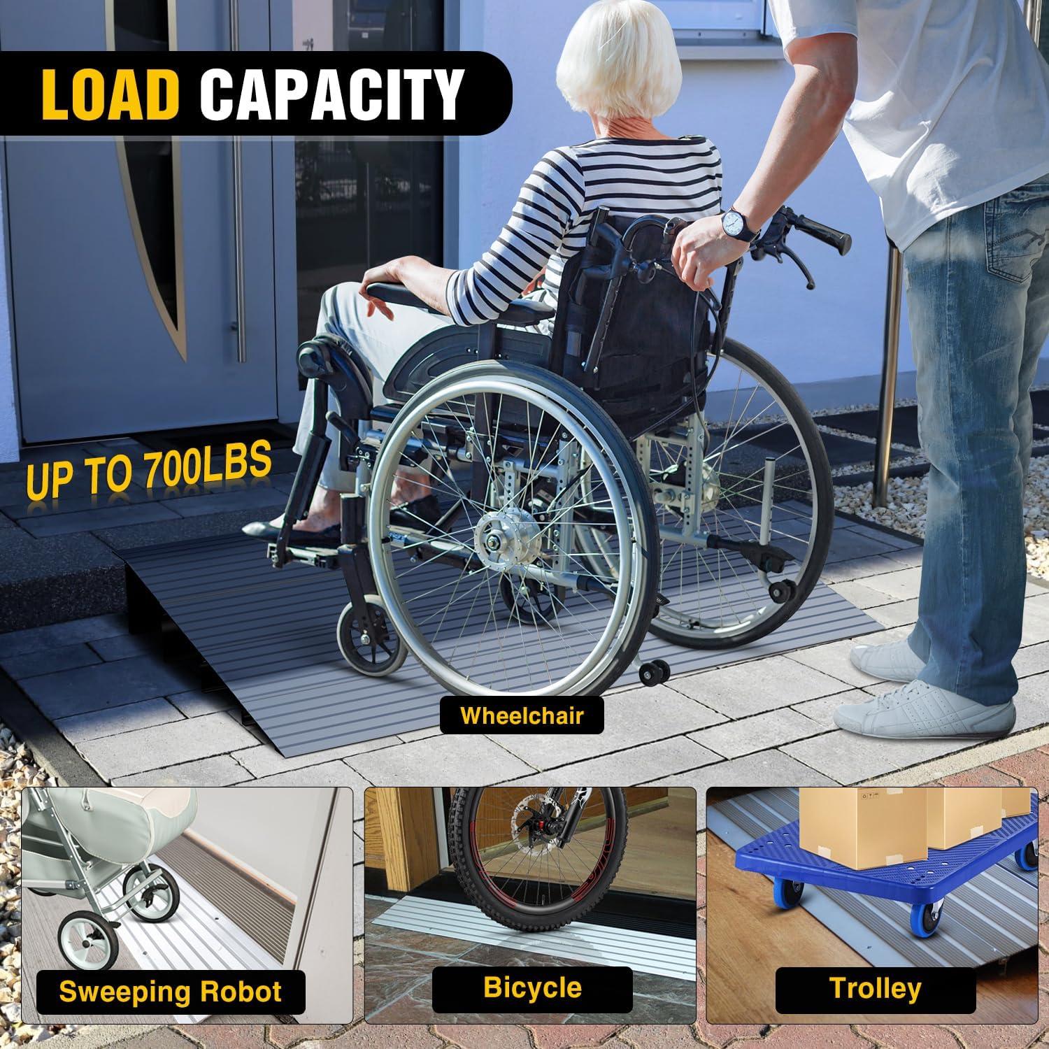 imageNilight Door Threshold Ramp 3quot Rise Portable Aluminum Wheelchair Door Entry Ramps for Doorways Stairs Home Steps4 Rise
