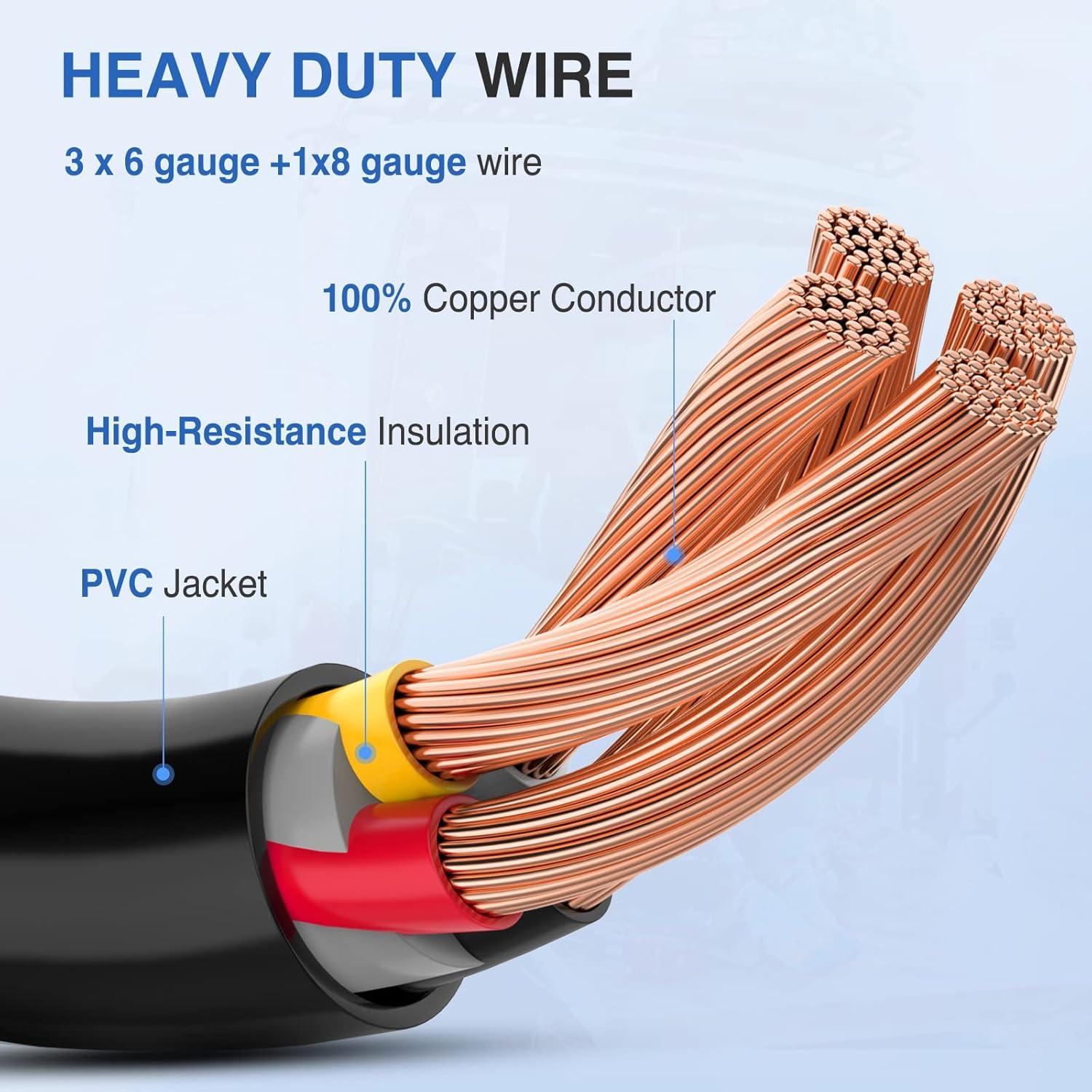 imageNilight Dryer Adapter Cord 30 Amp to 30Amp 4 Prong 125V250V 7500 Watt Pure Copper New Outlet Old Plug Conversion Heavy Duty 10 Gauge Wire 1430P 1030R 30M30F30M Locking 4Pin50F