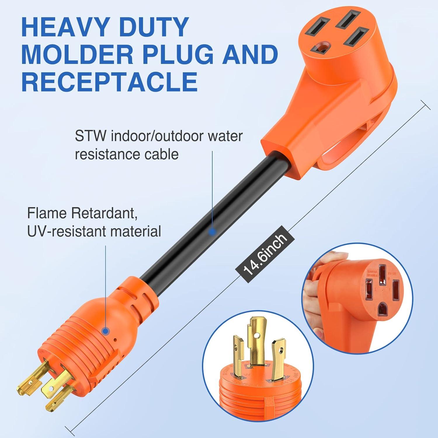 imageNilight Dryer Adapter Cord 30 Amp to 30Amp 4 Prong 125V250V 7500 Watt Pure Copper New Outlet Old Plug Conversion Heavy Duty 10 Gauge Wire 1430P 1030R 30M30F30M Locking 3Pin50F