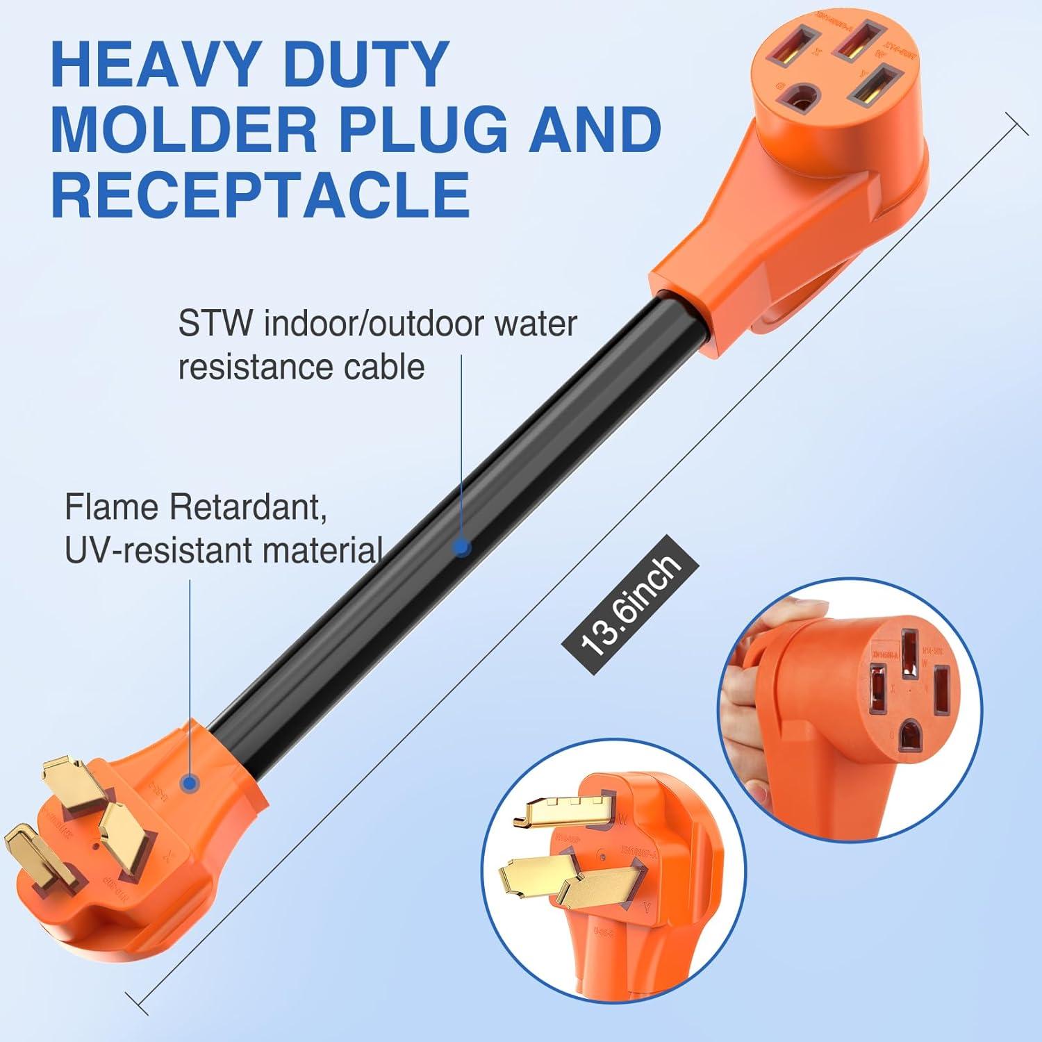 imageNilight Dryer Adapter Cord 30 Amp to 30Amp 4 Prong 125V250V 7500 Watt Pure Copper New Outlet Old Plug Conversion Heavy Duty 10 Gauge Wire 1430P 1030R 30M30FOld dryer plug to EV