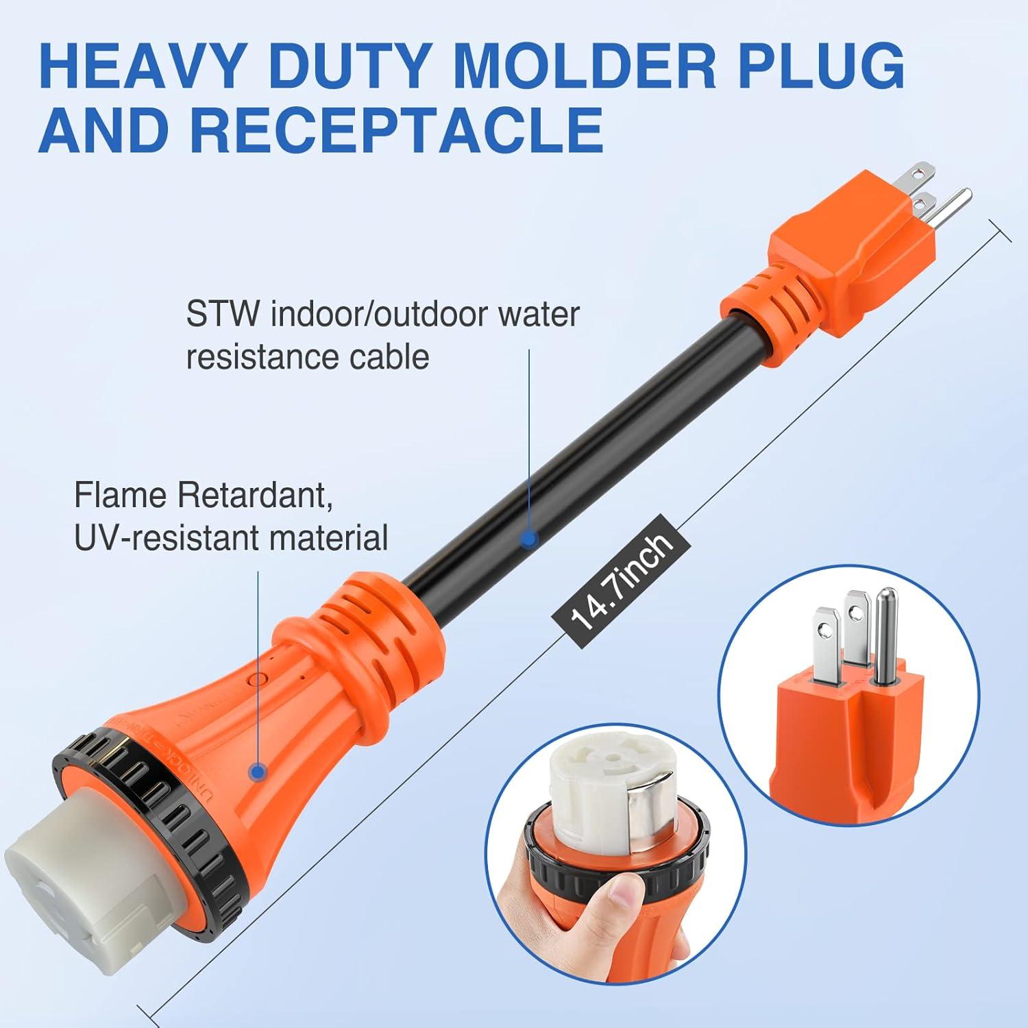 imageNilight Dryer Adapter Cord 30 Amp to 30Amp 4 Prong 125V250V 7500 Watt Pure Copper New Outlet Old Plug Conversion Heavy Duty 10 Gauge Wire 1430P 1030R 30M30FOrange