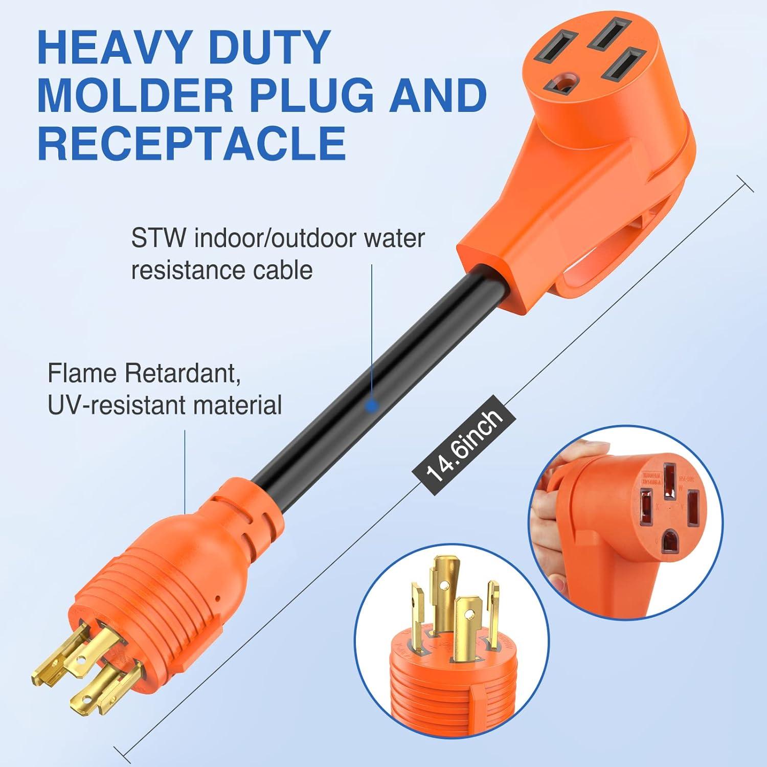 imageNilight Dryer Adapter Cord 30 Amp to 30Amp 4 Prong 125V250V 7500 Watt Pure Copper New Outlet Old Plug Conversion Heavy Duty 10 Gauge Wire 1430P 1030R 30M30F30M Locking 4Pin50F