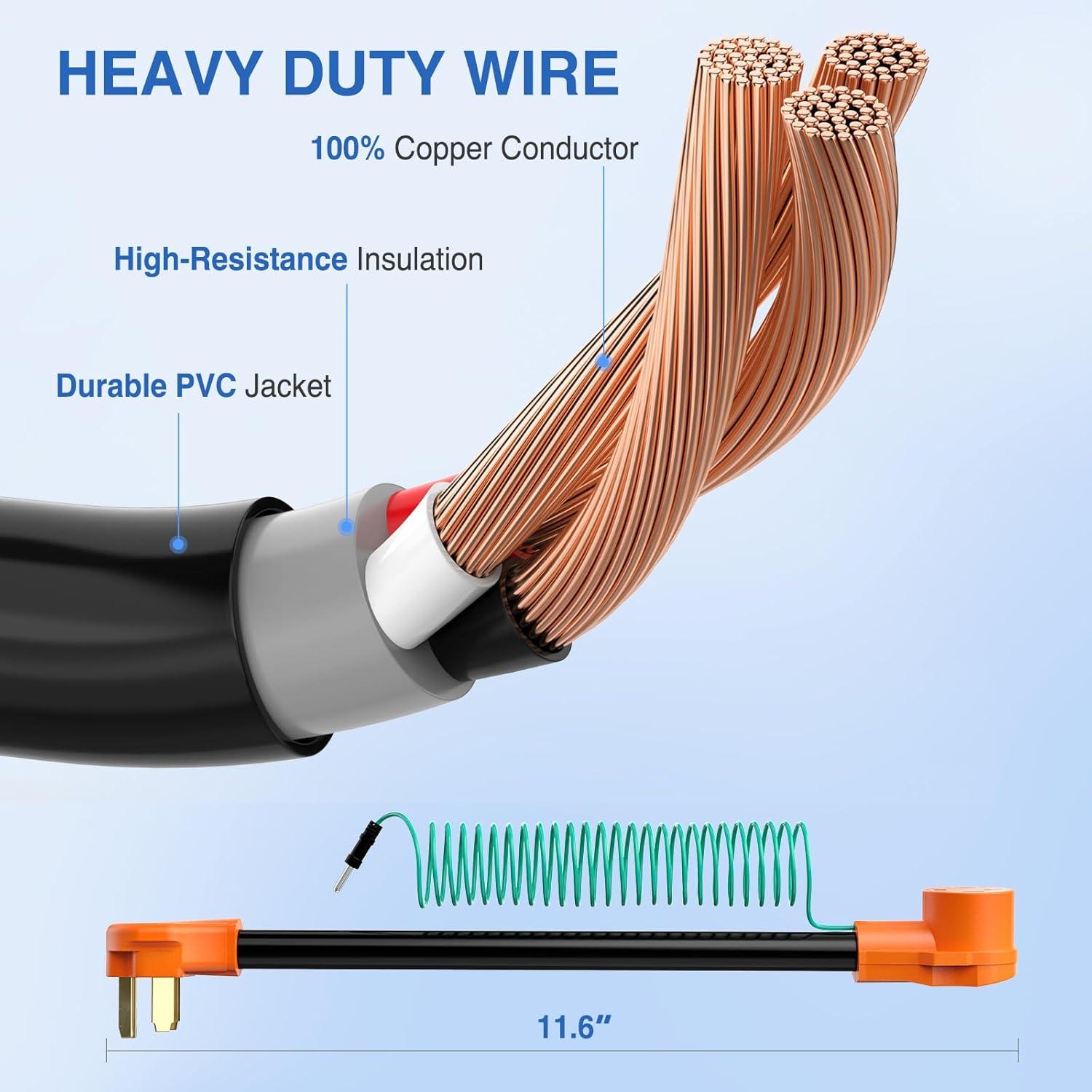 imageNilight Dryer Adapter Cord 30 Amp to 30Amp 4 Prong 125V250V 7500 Watt Pure Copper New Outlet Old Plug Conversion Heavy Duty 10 Gauge Wire 1430P 1030R 30M30F1030P to 1430R wGround Wire