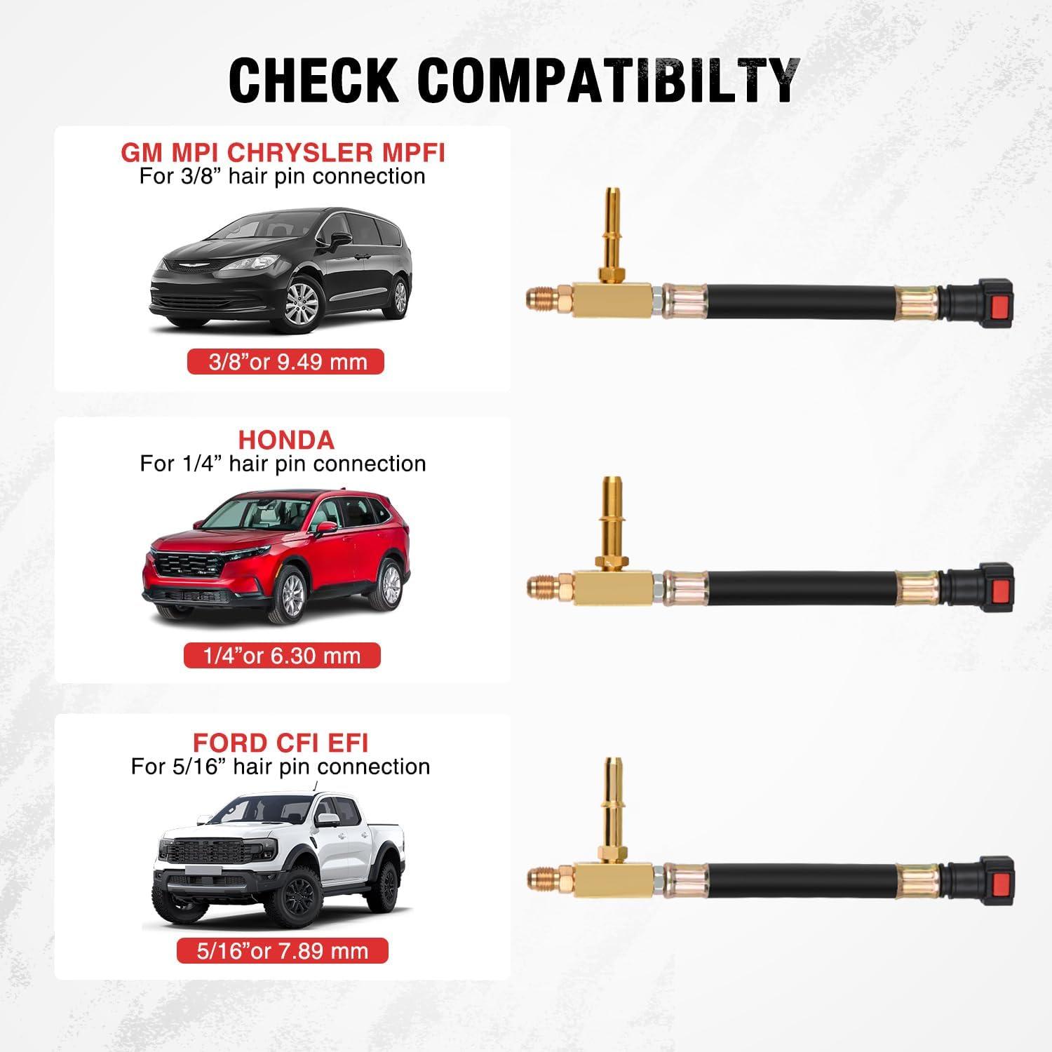 imageNilight Fuel Pressure Gauge Tester Kit with Quick Connected Hose 0100 PSI Fuel Pressure Tester Tool with 630 789 949 Fuel Line Fittings 4PCSBasic A