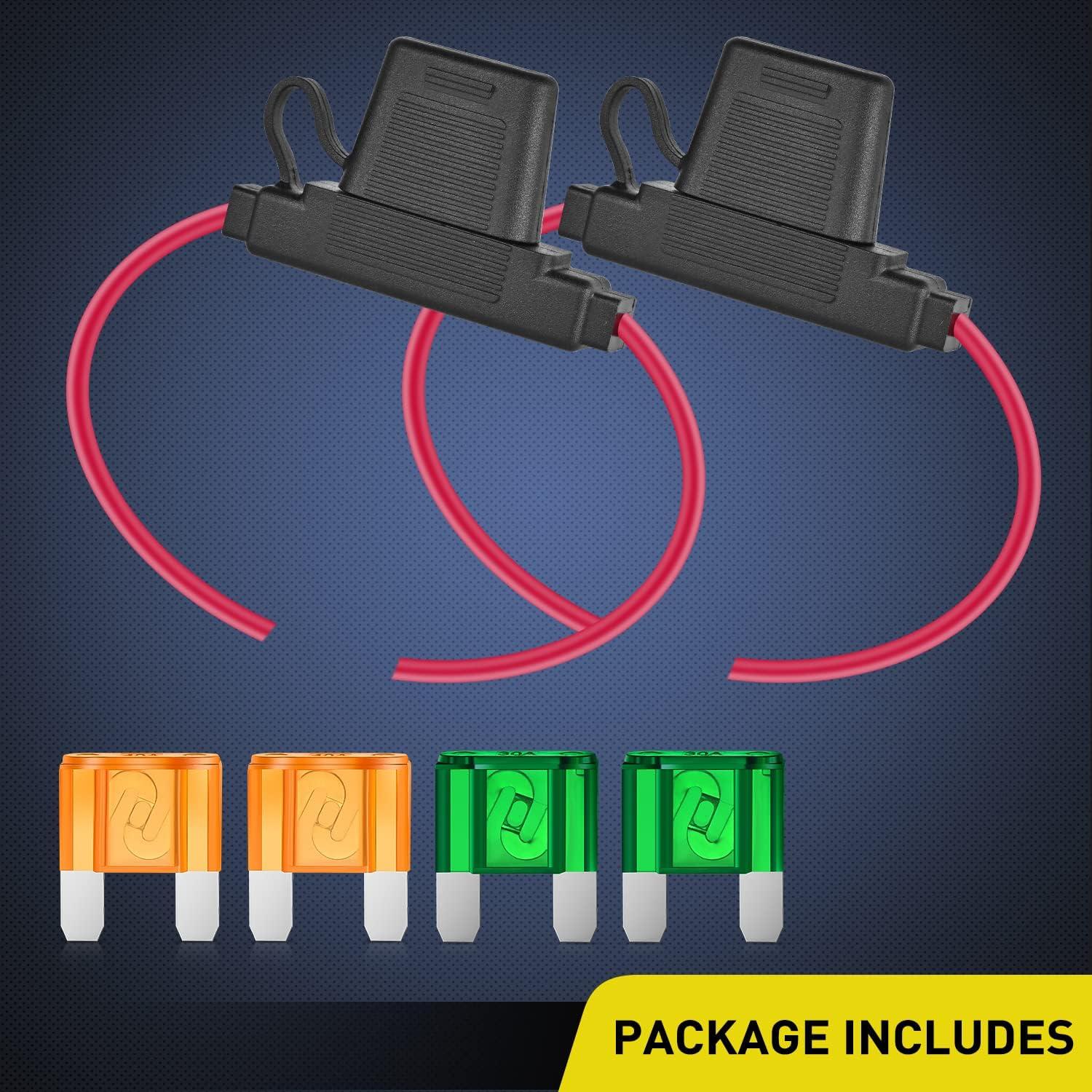 imageNilight GA0004 5Pack 12AWG Inline Wiring Harness 12 Gauge ATCATO Automotive Holder with 30A Fuse Blade Standard Plug Socket5 Pack 2 Years Warranty2Pcs 10AWG Maxi Fuse Holder