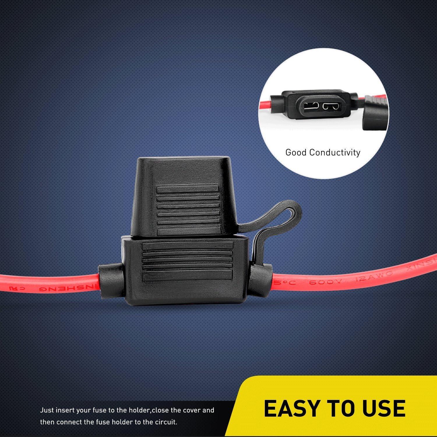 imageNilight GA0004 5Pack 12AWG Inline Wiring Harness 12 Gauge ATCATO Automotive Holder with 30A Fuse Blade Standard Plug Socket5 Pack 2 Years Warranty5Pcs 12AWG Fuse Holder