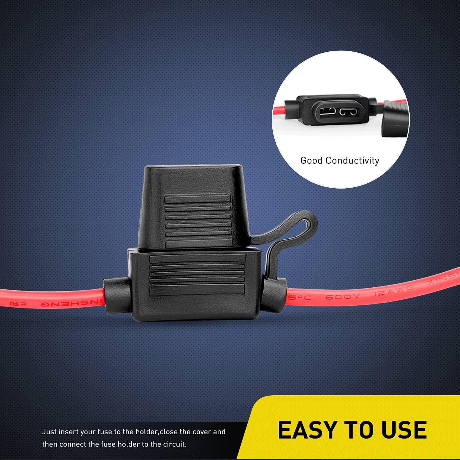 imageNilight GA0004 5Pack 12AWG Inline Wiring Harness 12 Gauge ATCATO Automotive Holder with 30A Fuse Blade Standard Plug Socket5 Pack 2 Years Warranty5Pcs 12AWG Fuse Holder