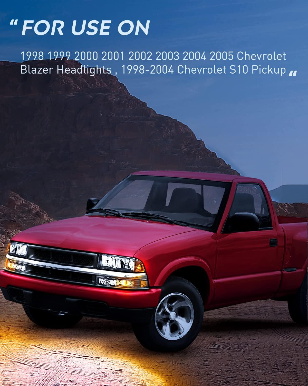 imageNilight Headlight Assembly for 1998 1999 2000 2001 2002 2003 2004 2005 Chevy Blazer Headlights 19982004 Chevrolet S10 Pickup Replacement Headlamp Housing Bumper LightsBlack Housing Amber Reflector