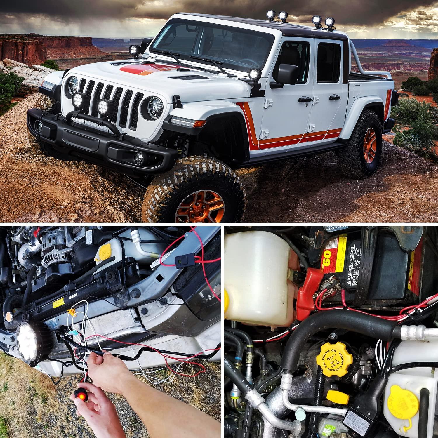 imageNilight LED Light Bar Wiring Harness 2 PCS 12 AWG Extension Kit 10 Feet for Off Road Work Lights Driving Fog Boat Lighting16AWG 10FT 2Pin DT