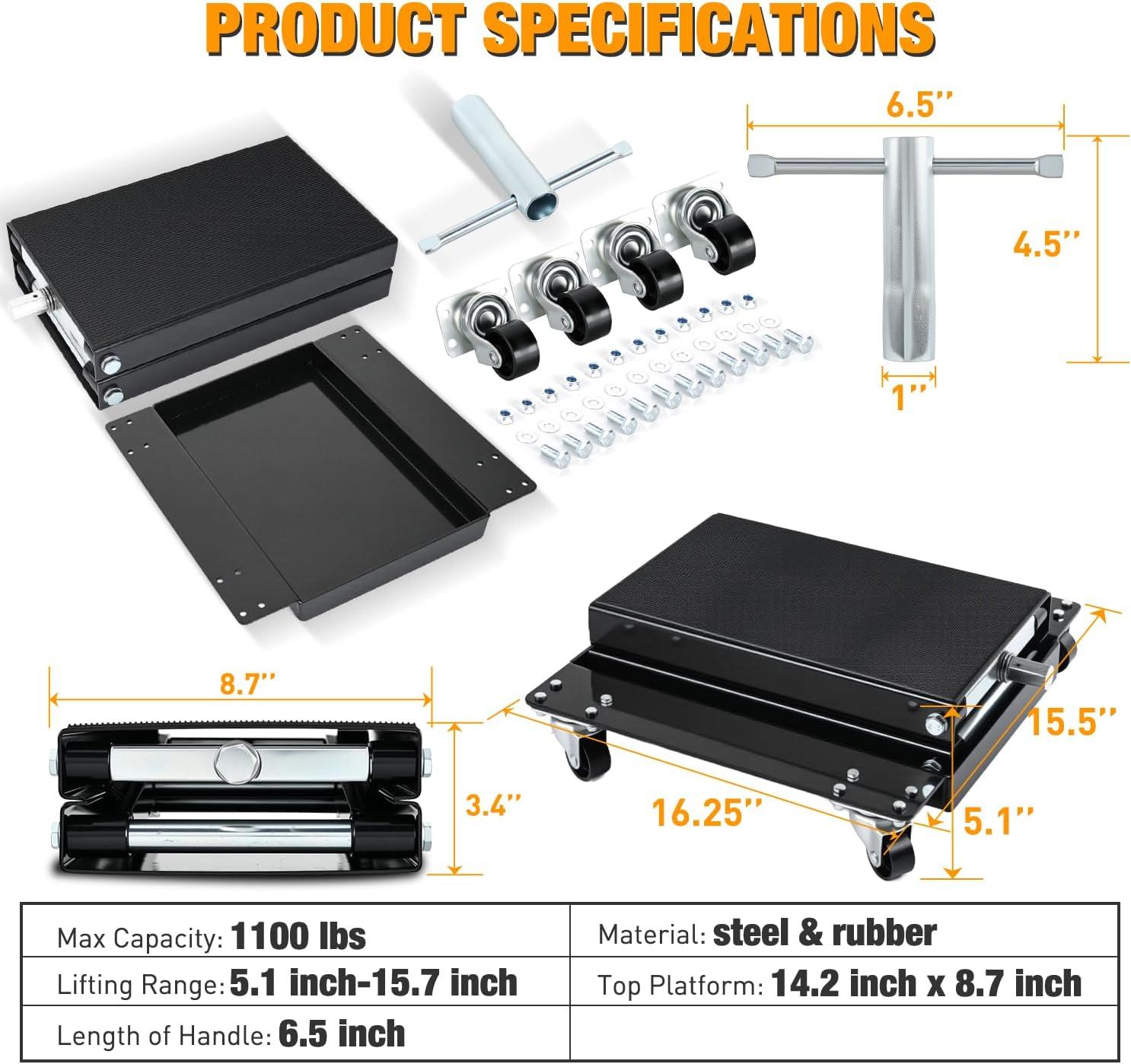 imageNilight Motorcycle Lift 1100 LBS ATV Scissor Lift Jacks with Dolly Wheels Crank Handle 51quot157quot Hoist Stand Heavy Duty Steel Lifter Jack for Motorcycles Dirt Bike Garage Storage Repair Tool Black