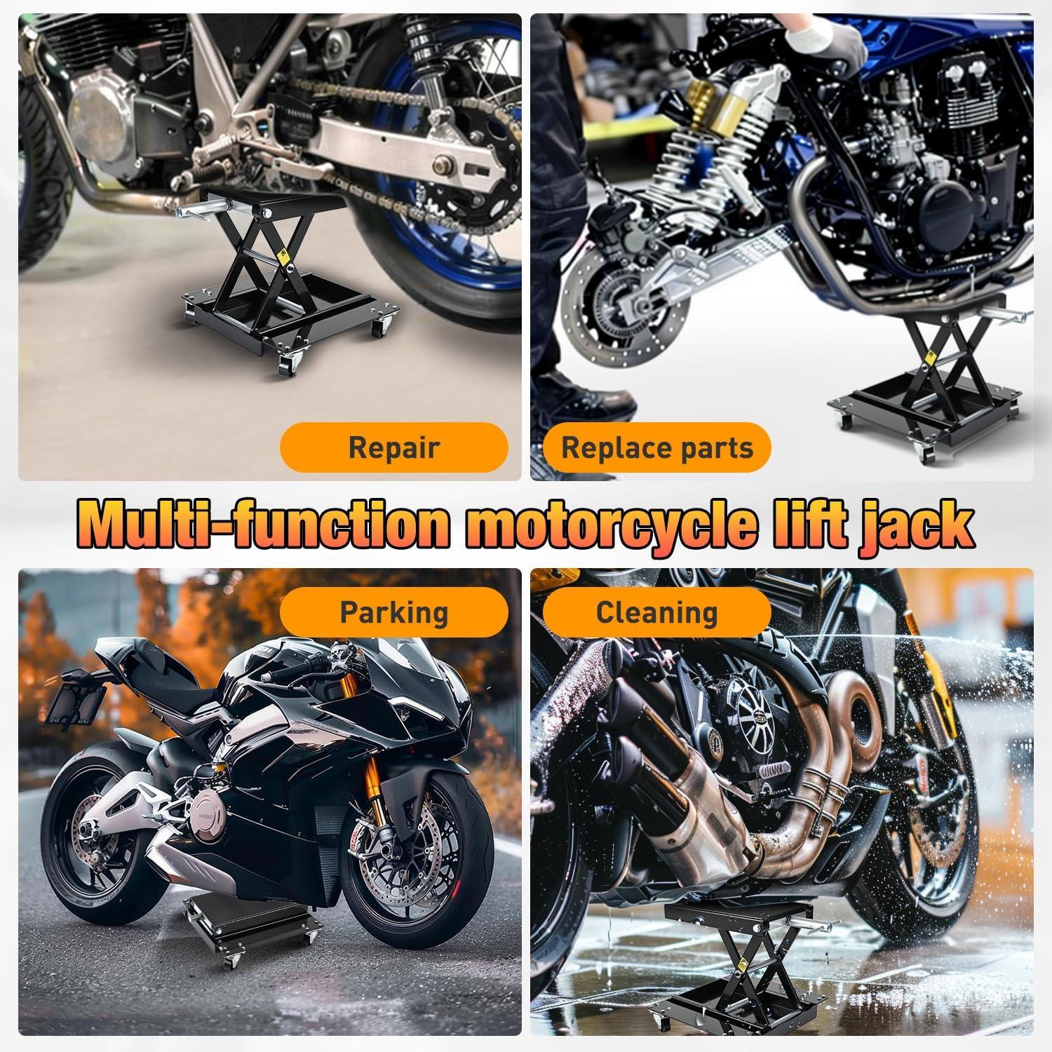 imageNilight Motorcycle Lift 1100 LBS ATV Scissor Lift Jacks with Dolly Wheels Crank Handle 51quot157quot Hoist Stand Heavy Duty Steel Lifter Jack for Motorcycles Dirt Bike Garage Storage Repair Tool Black