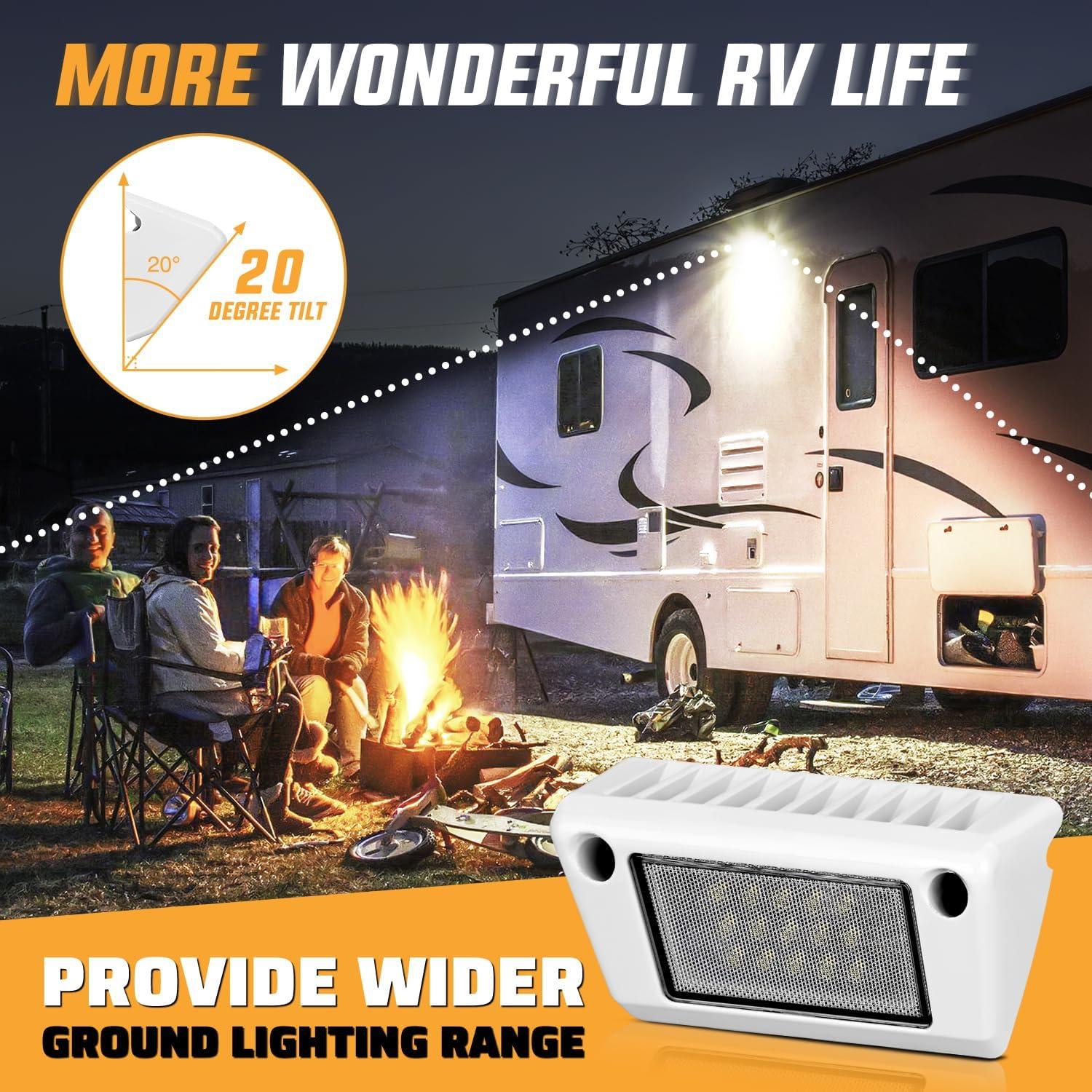 imageNilight RV Exterior Lights 13 Inch Porch Light 1PC Amber Beam 12V 24V LED Scene Cargo Lighting White Aluminum Housing for RVs Trailers Travel Campers 5th Wheels Motorhome SUV TruckWhite Light White Housing