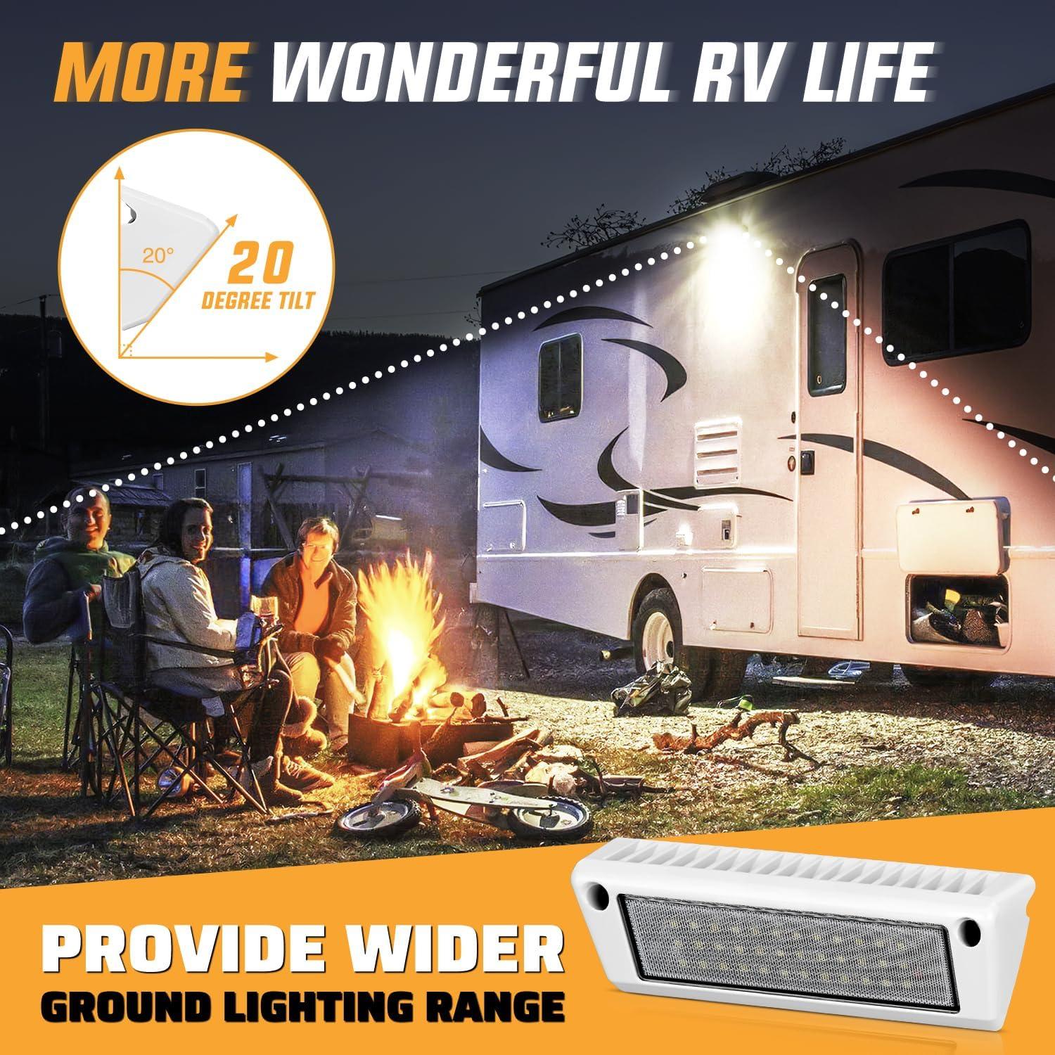 imageNilight RV Exterior Lights 13 Inch Porch Light 1PC Amber Beam 12V 24V LED Scene Cargo Lighting White Aluminum Housing for RVs Trailers Travel Campers 5th Wheels Motorhome SUV TruckWhite Light White Housing