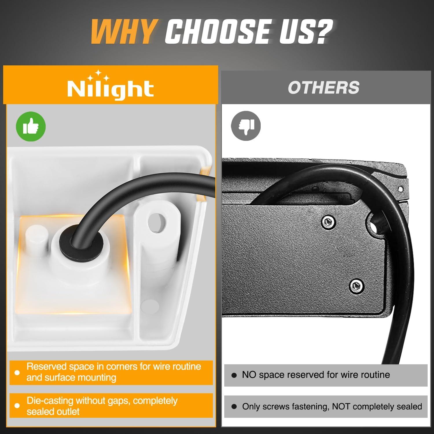 imageNilight RV Exterior Lights 13 Inch Porch Light 1PC Amber Beam 12V 24V LED Scene Cargo Lighting White Aluminum Housing for RVs Trailers Travel Campers 5th Wheels Motorhome SUV TruckWhite Light White Housing
