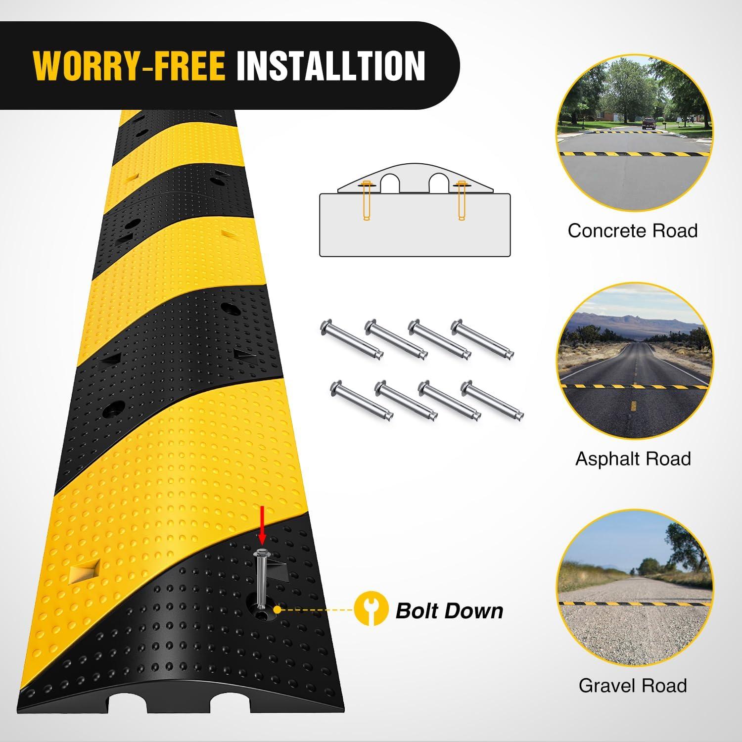 imageNilight Rubber Speed Bump 393quot Heavy Duty 2 Channel Cable Protector Speed Humps for Garage Gravel Roads Asphalt Concrete 19000 lbs Load Capacity 2Pack