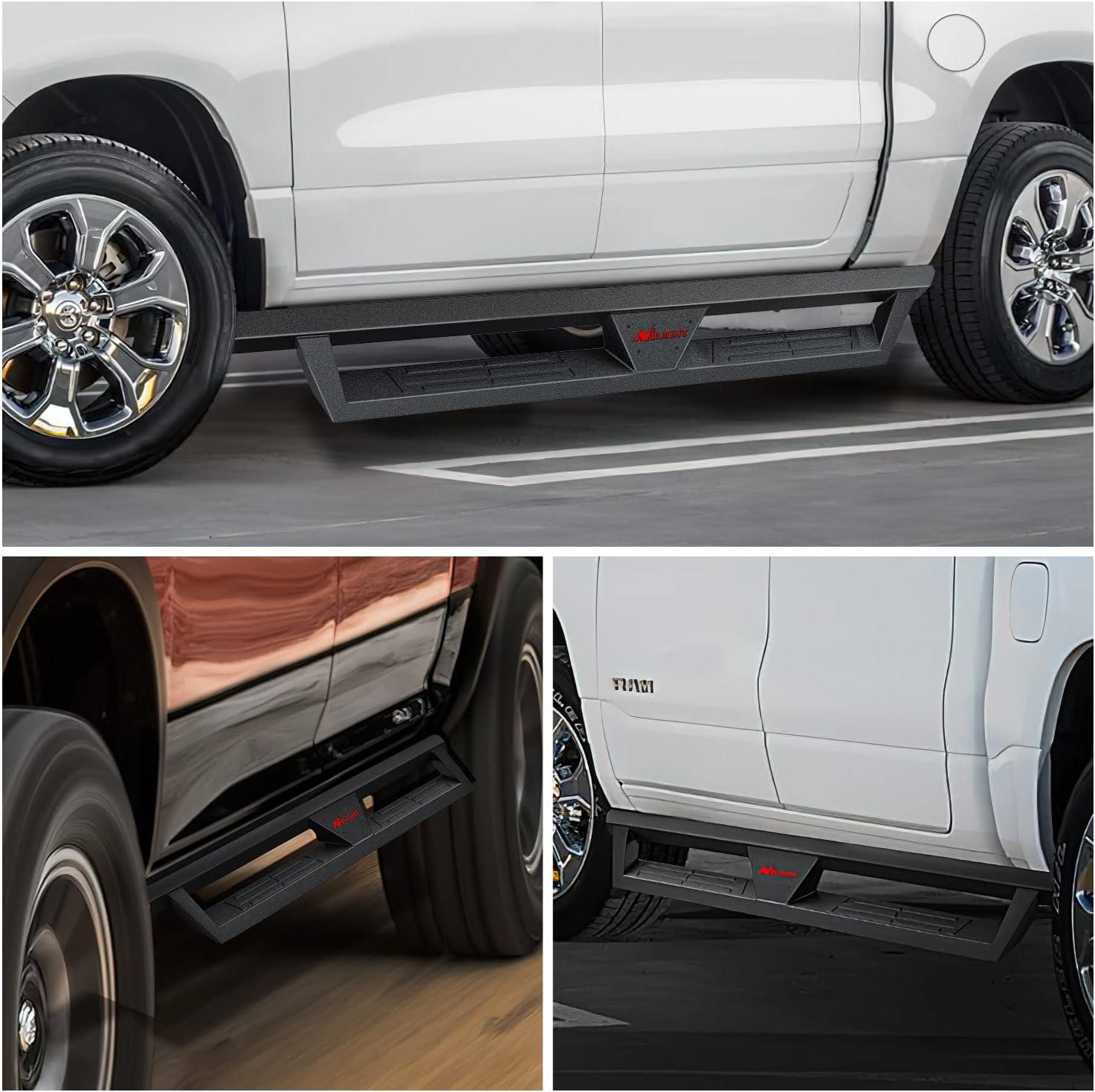 imageNilight Running Boards for 2019 2020 2021 2022 2023 2024 Ram 1500 Quad CabExtended Cab New Body Style DualStage Textured Black Powder Coated SlipProof Side Step Nerf Bars