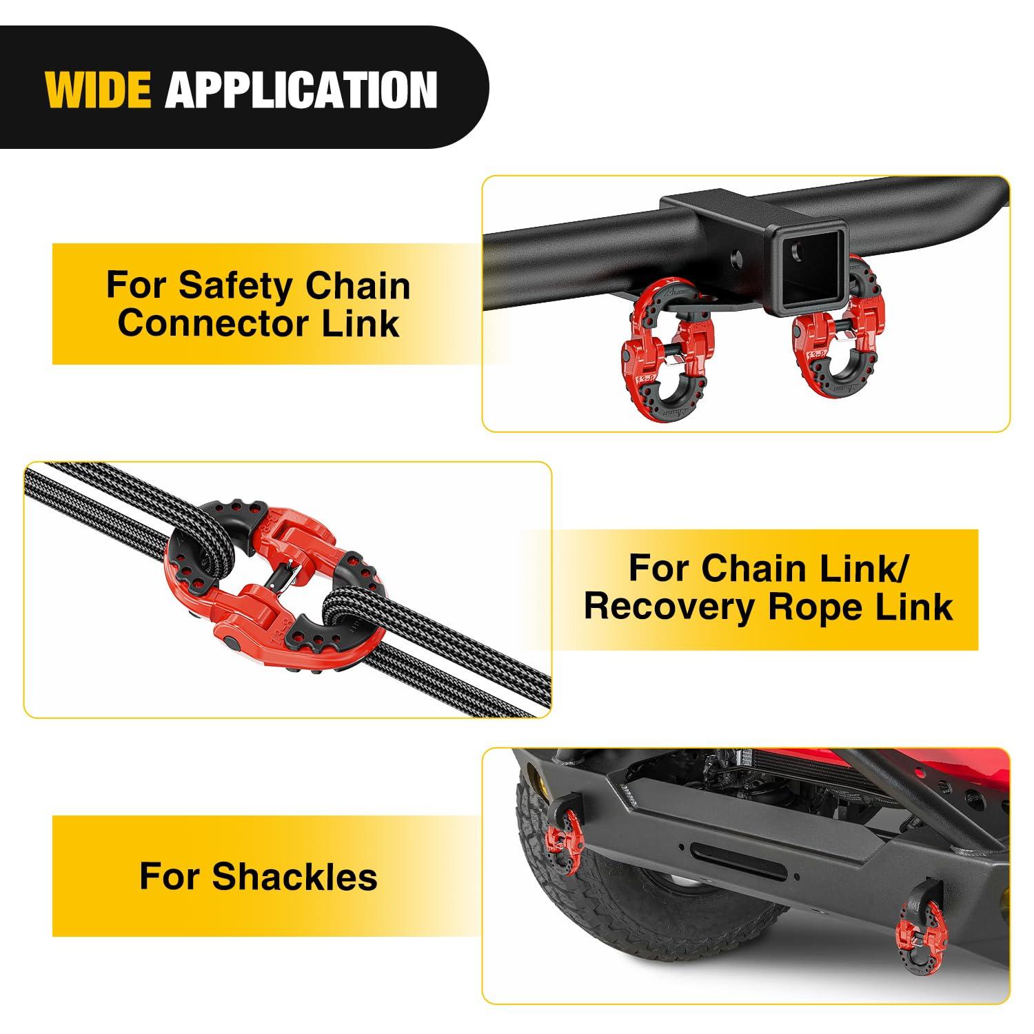 imageNilight Safety Chain Connector Link 12In Tow Hitch Hammerlock Coupling Link 2 Pcs Forged Steel Tow Chain Connector for Chain LinkRecovery Rope LinkShackle 12000 lbs Load Limit GreyRed